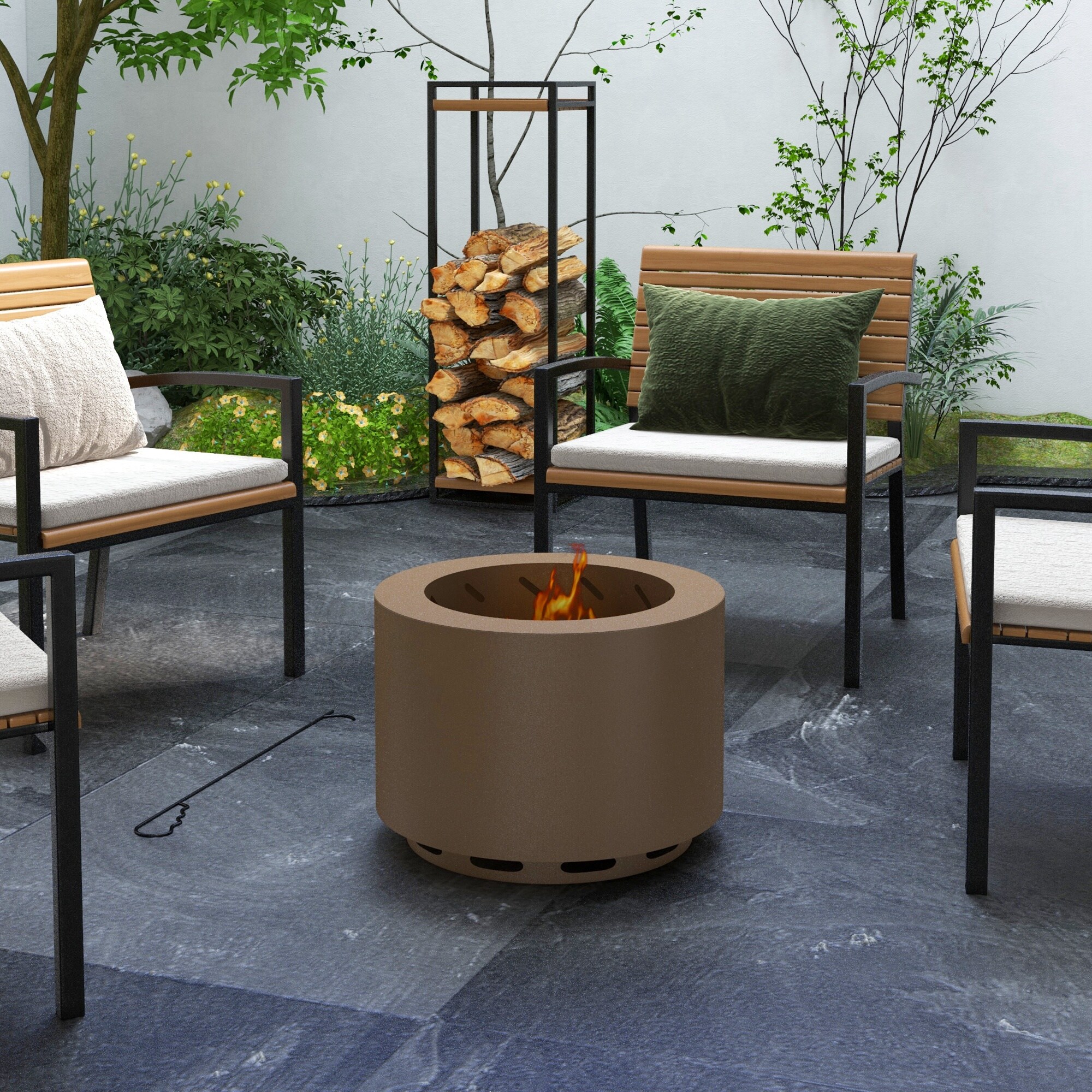 Outsunny 842-334V00TN Outdoor-Woodburning-Firepits - View #2