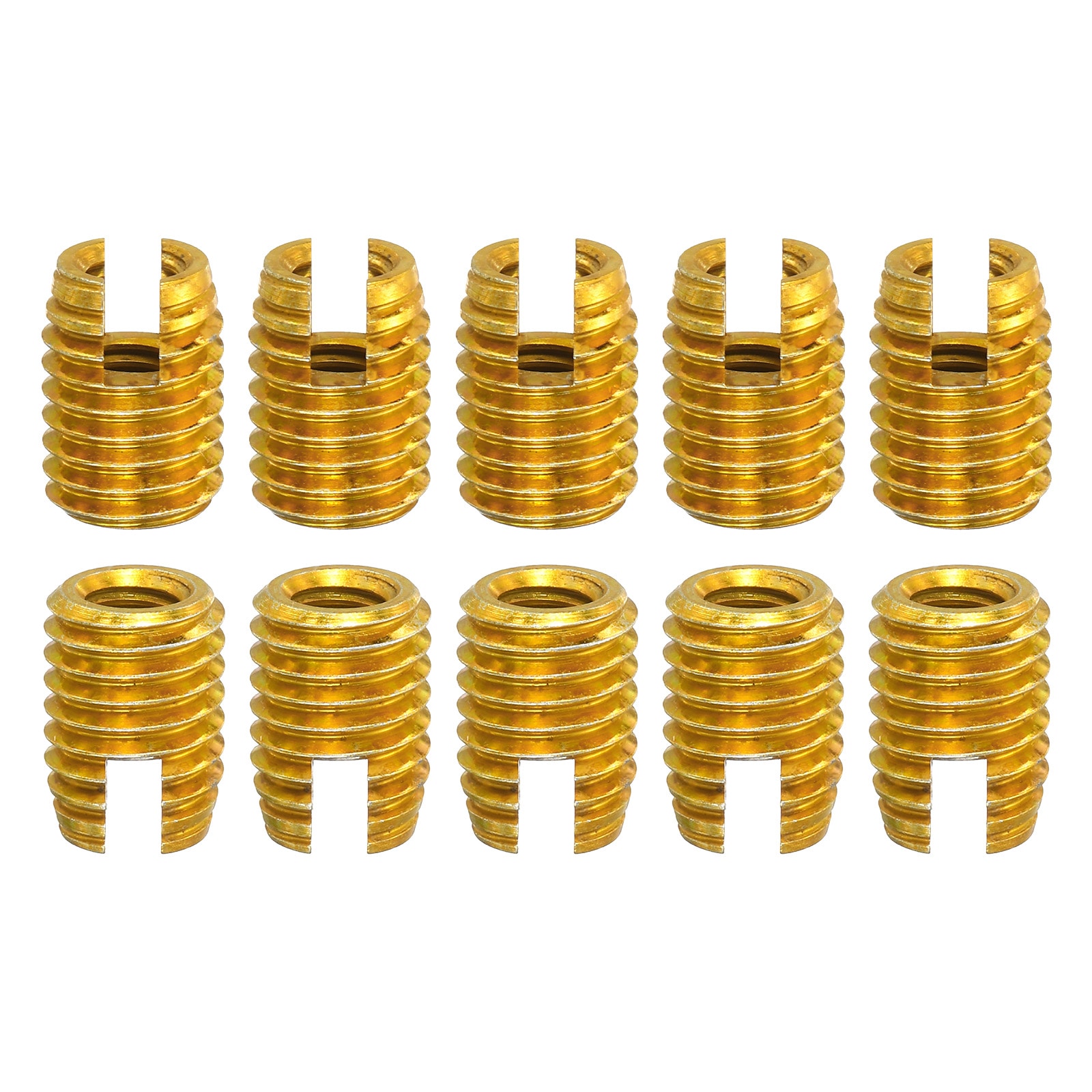 Unique Bargains Self Tapping Threaded Inserts 15pcs M6-1 Female to M10-1.5 Male Carbon Steel Slotted Thread Repair Inserts Nuts 14mm Long #S26090701UX5616