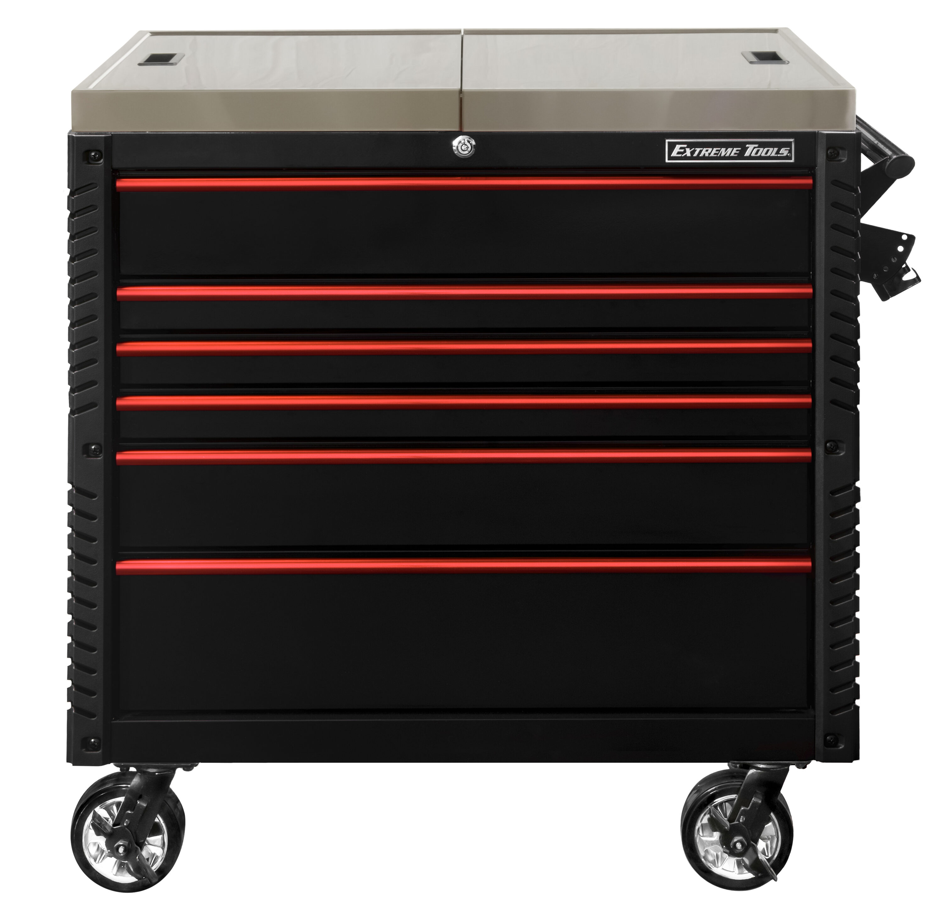 EX Tool Cart Series 41-in W x 43-in H 6-Drawer Steel Rolling Tool Cabinet (Black) Stainless Steel | - Extreme Tools EX4106TCSBKRD