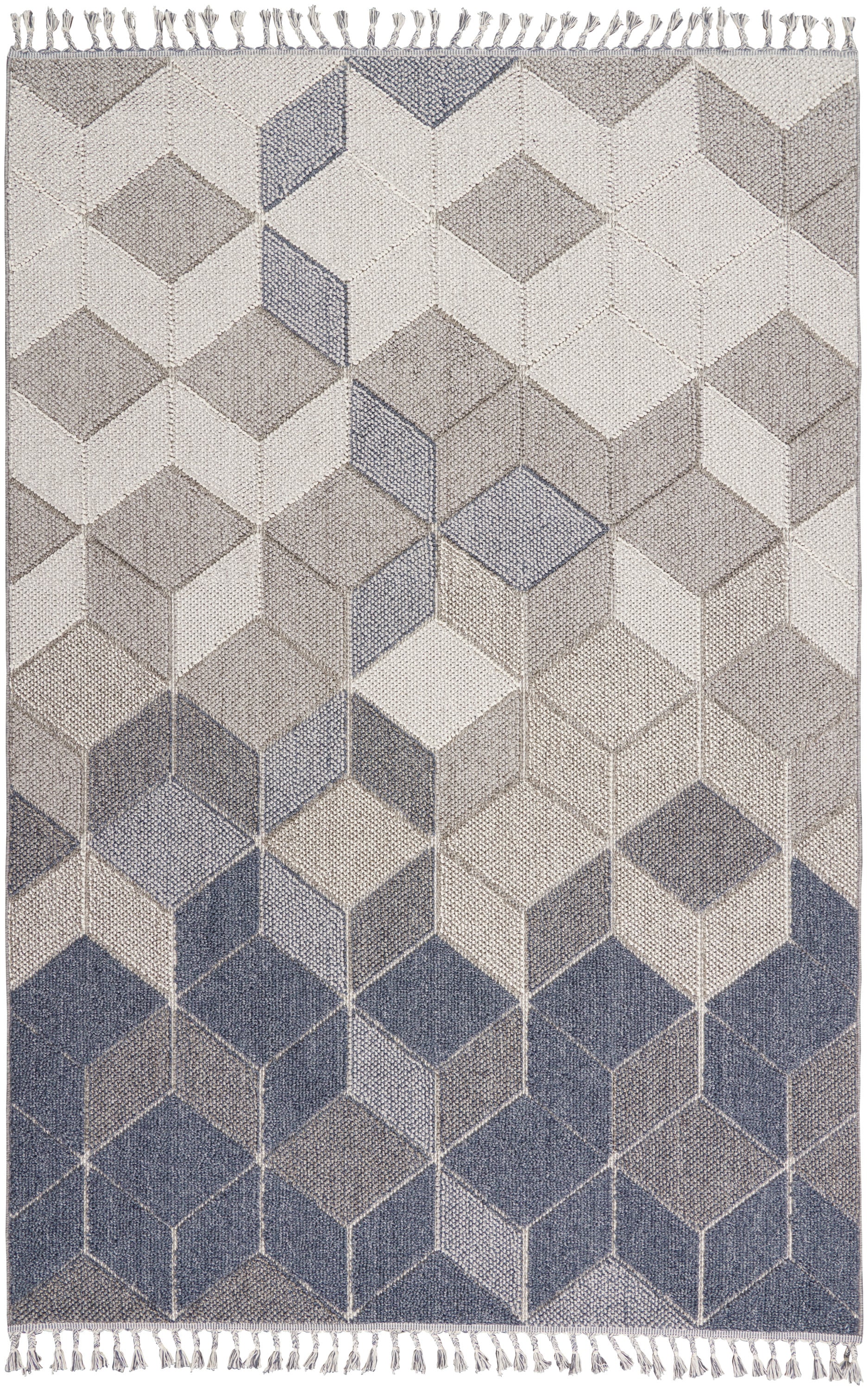 Gray Geometric Braided 4' x 6' Synthetic Rectangular Rug