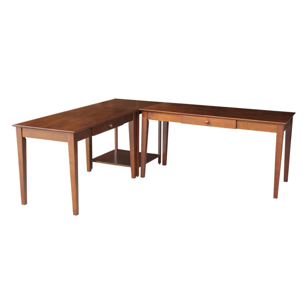 International Concepts 74-in Brown Traditional Rubberwood L-shaped Desk 