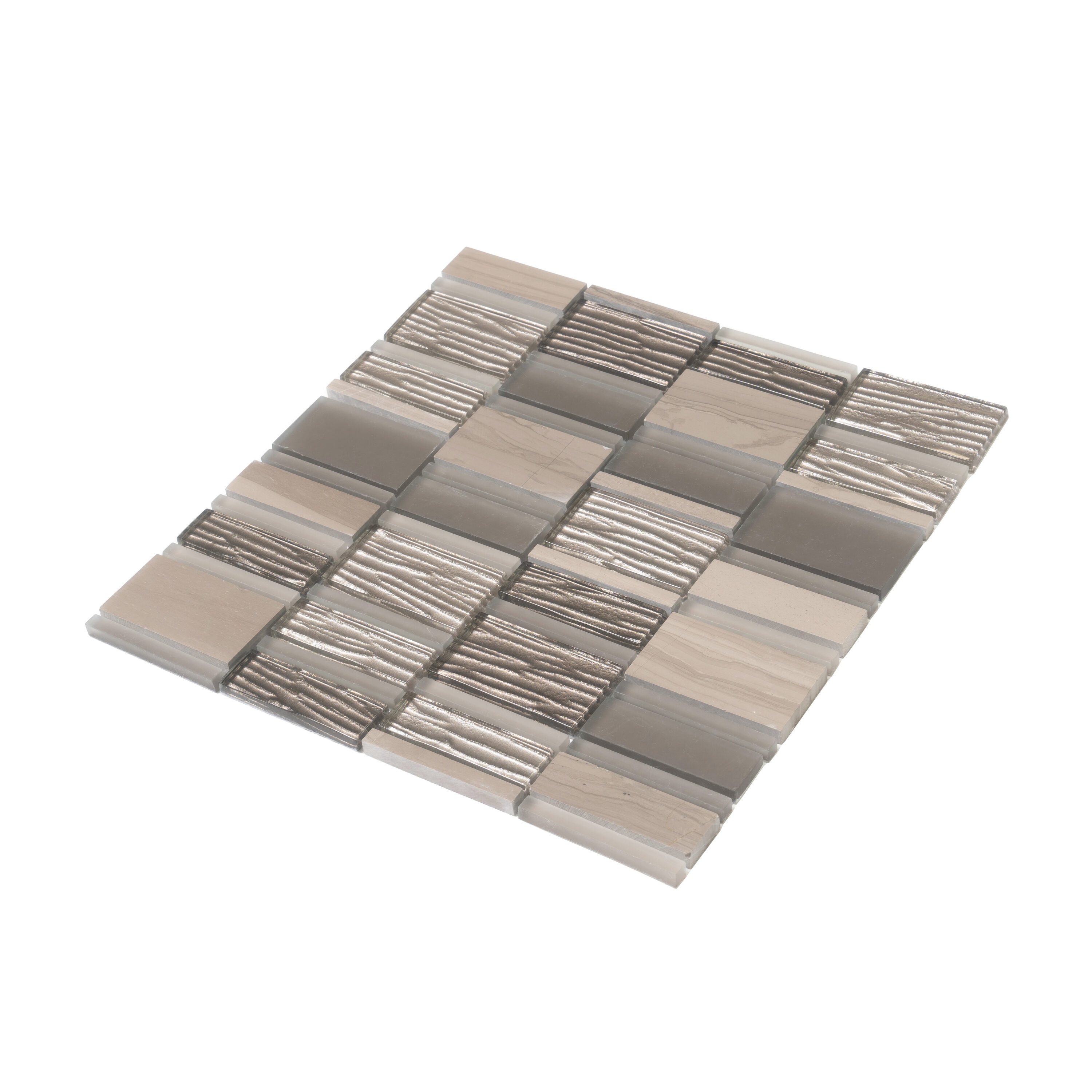 Apollo Tile (Sample) Gray and Beige 4-in x 4-in Honed Marble Linear Mosaic Floor and Wall Tile
