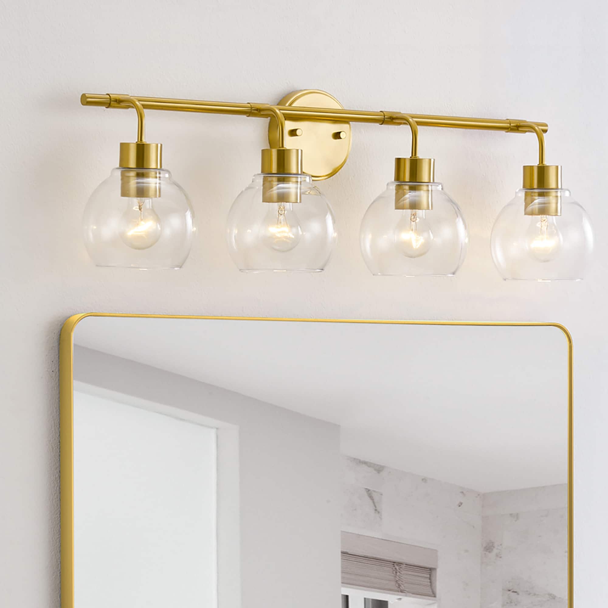 KAWOTI Bubble 30-in 4 Light Gloss Gold Modern/contemporary Bathroom Vanity light