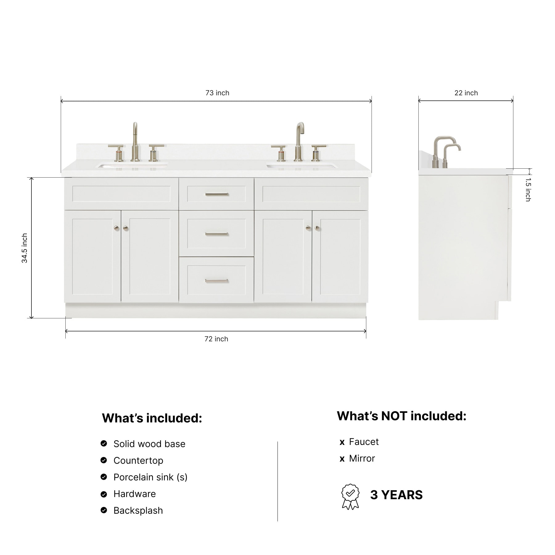 ARIEL F073DWQRVOWHT Bath-Vanity-Combo - View #3