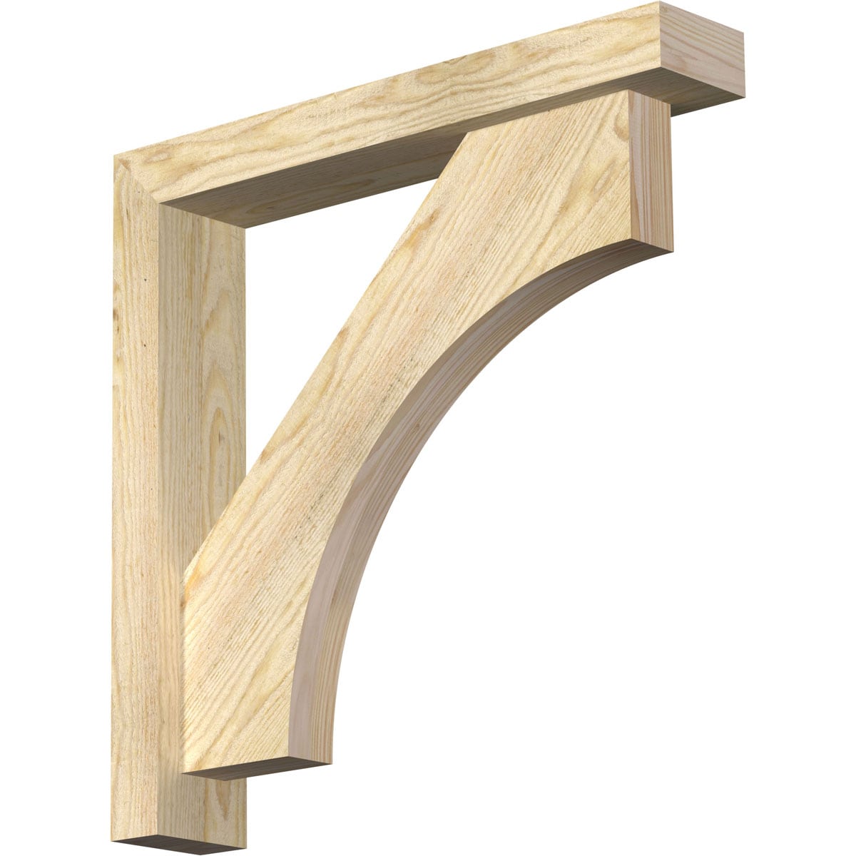 Ekena Millwork 1464520 Westlake Block Rough Sawn Bracket with Offset Brace 4-in x 22-in x 22-in Douglas fir Brown Wood Standard bracket