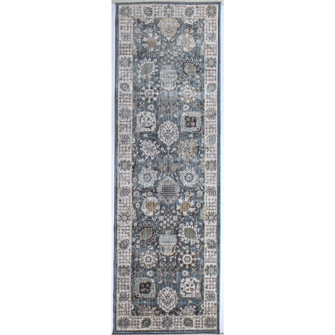 Bashian 649652311852 Legacy 3 x 8 (ft) Polyester Teal Rectangular Indoor Geometric Runner rug