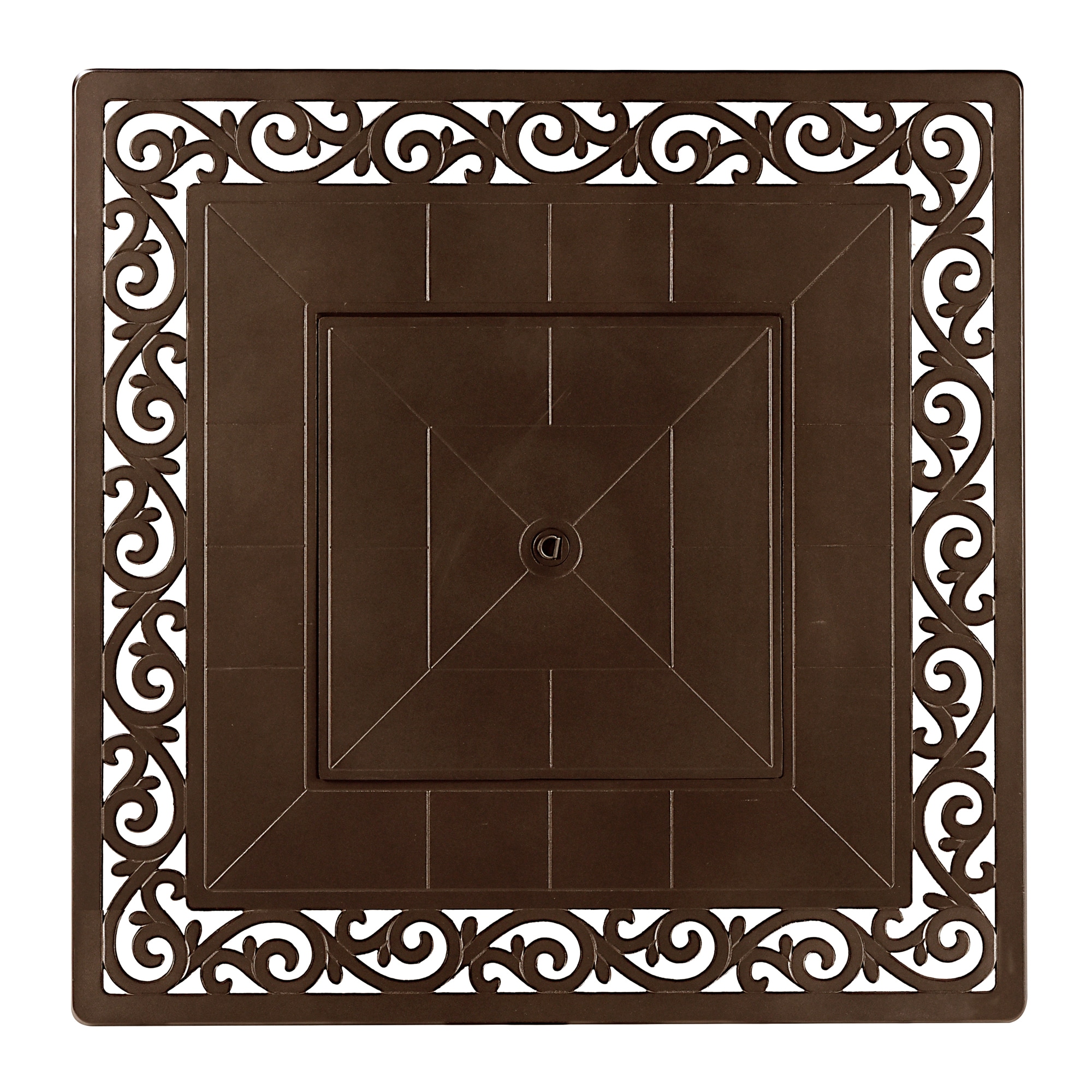 Brown Aluminum Square Gas Fire Pit Table with Glass Beads