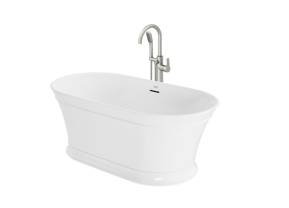 Jacuzzi PU82W59 LYNDSAY 31.5-in x 59-in White Acrylic Oval Freestanding Soaking bathtub with Faucet Hand Shower with Drain ( Center Drain )