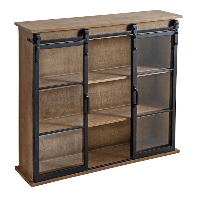 Kate And Laurel Rustic Brown 30 In L X 7 5 D Wood Wall Cabinet The Mounted Shelving Department At Com - Rustic Wall Cabinet With Doors