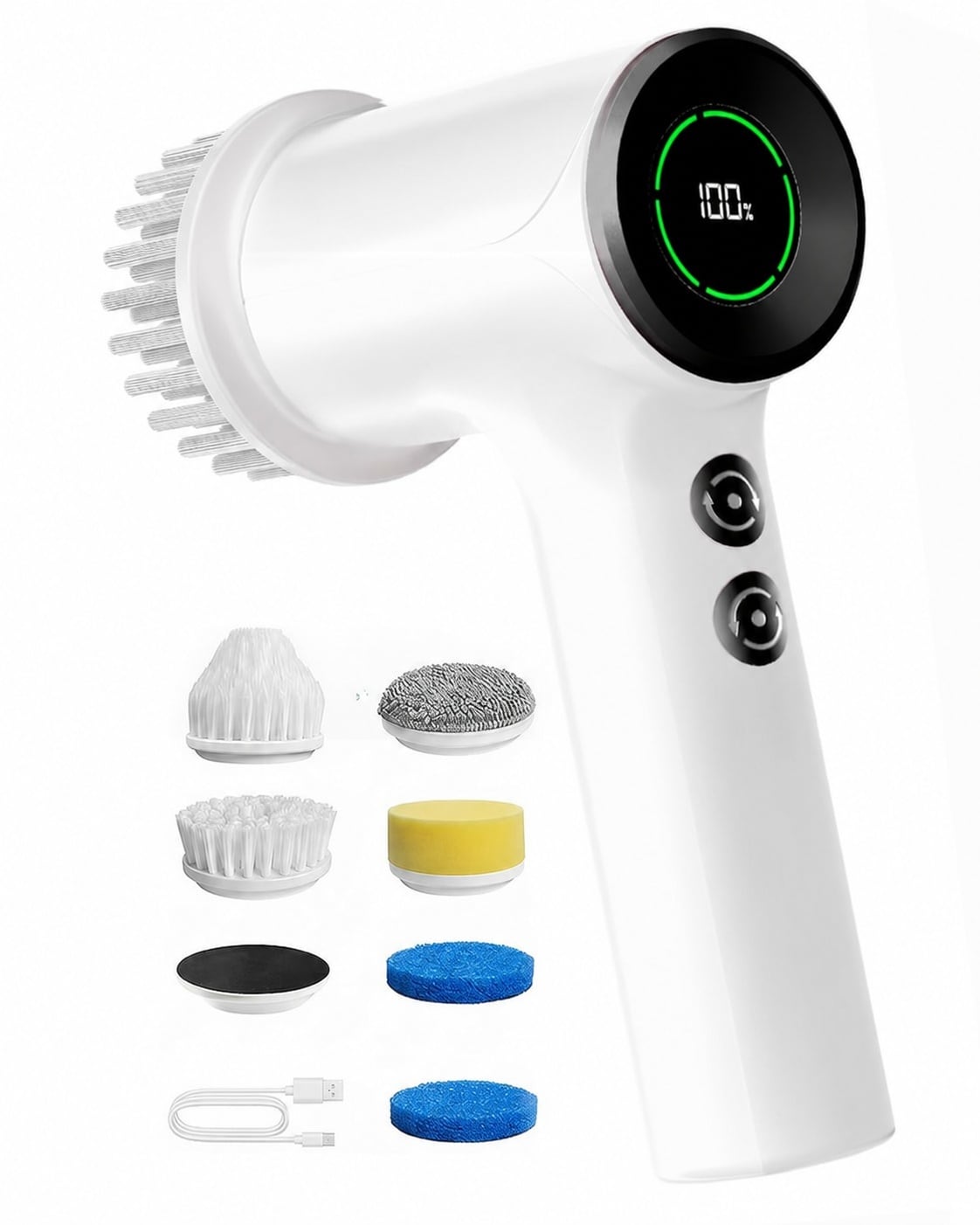 Etokfoks  Electric Spin Scrubber Dual Direction Bathroom Cleaning Tool with 6 Brush Heads for Grout Tile Tub Sink 1 Pack