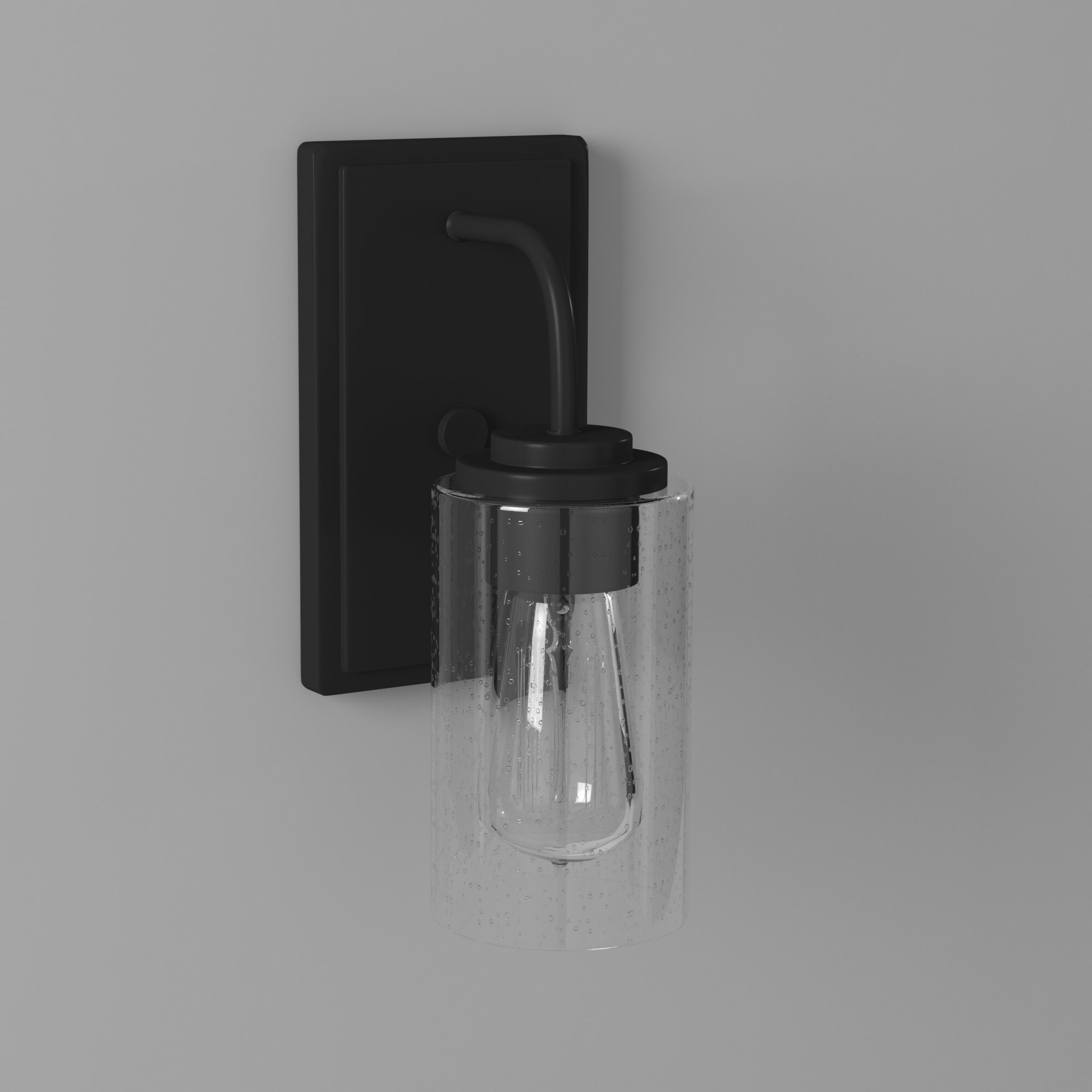 Matte Black and Clear Glass Wall Sconce Light