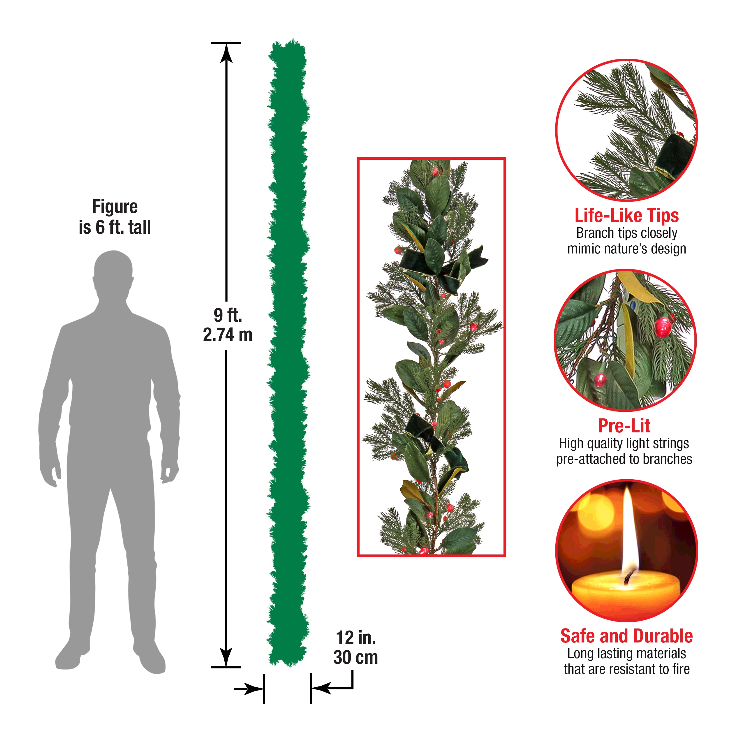 National Tree Company DC13-319L-9A-B Artificial-Christmas-Garland - View #8