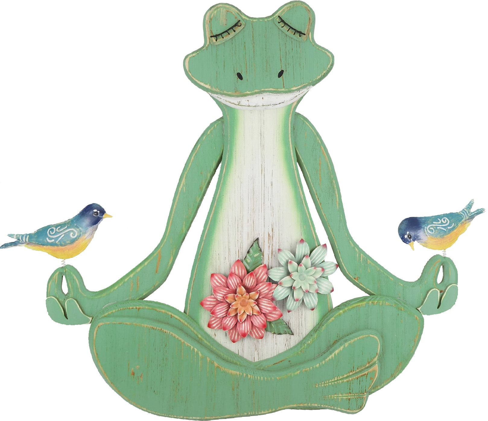 Style Selections 21.85-in H x 26.25-in W Green Frog Garden Statue