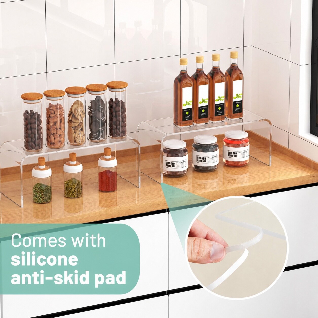 Aoibox Clear Cabinet Shelf Organizers 2 Pack 11 8 x 4 72 x 4 72 in ...