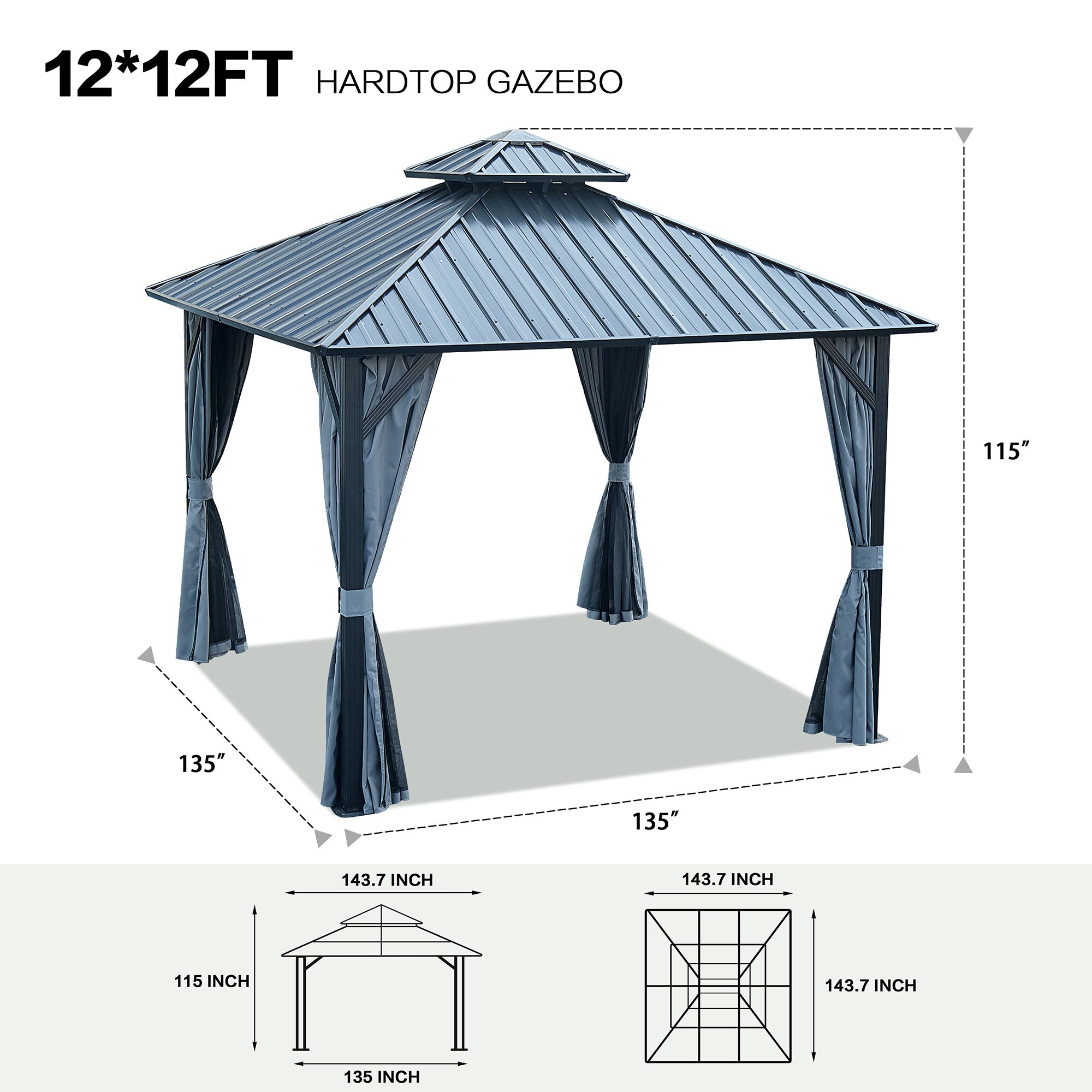 SINOFURN SYE350017GY Wood-Resin-Gazebos - View #4