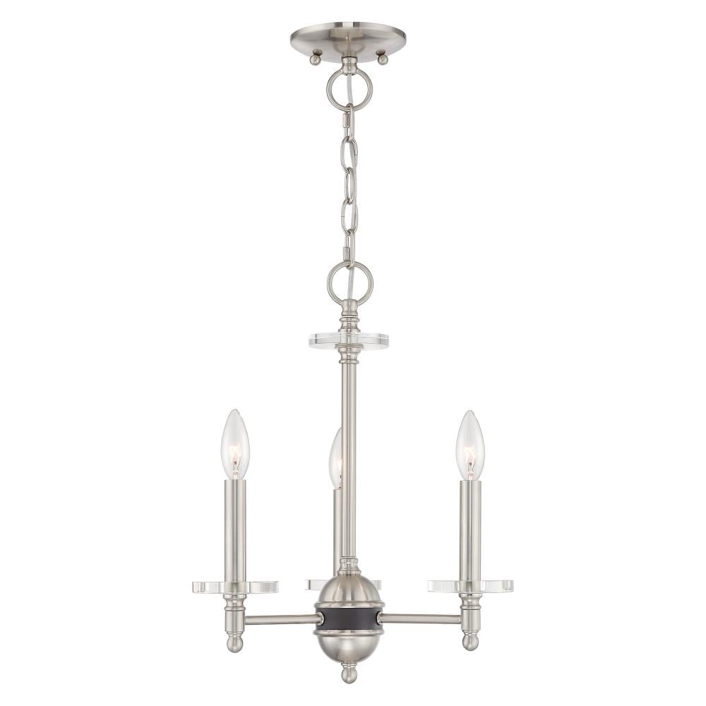 Livex Lighting 42703-91 Bancroft 3 -Light Brushed Nickel Transitional Crystal For Use in Bathrooms, Bedrooms, Dining Rooms, Foyers, Kitchens, Living Rooms Chandelier