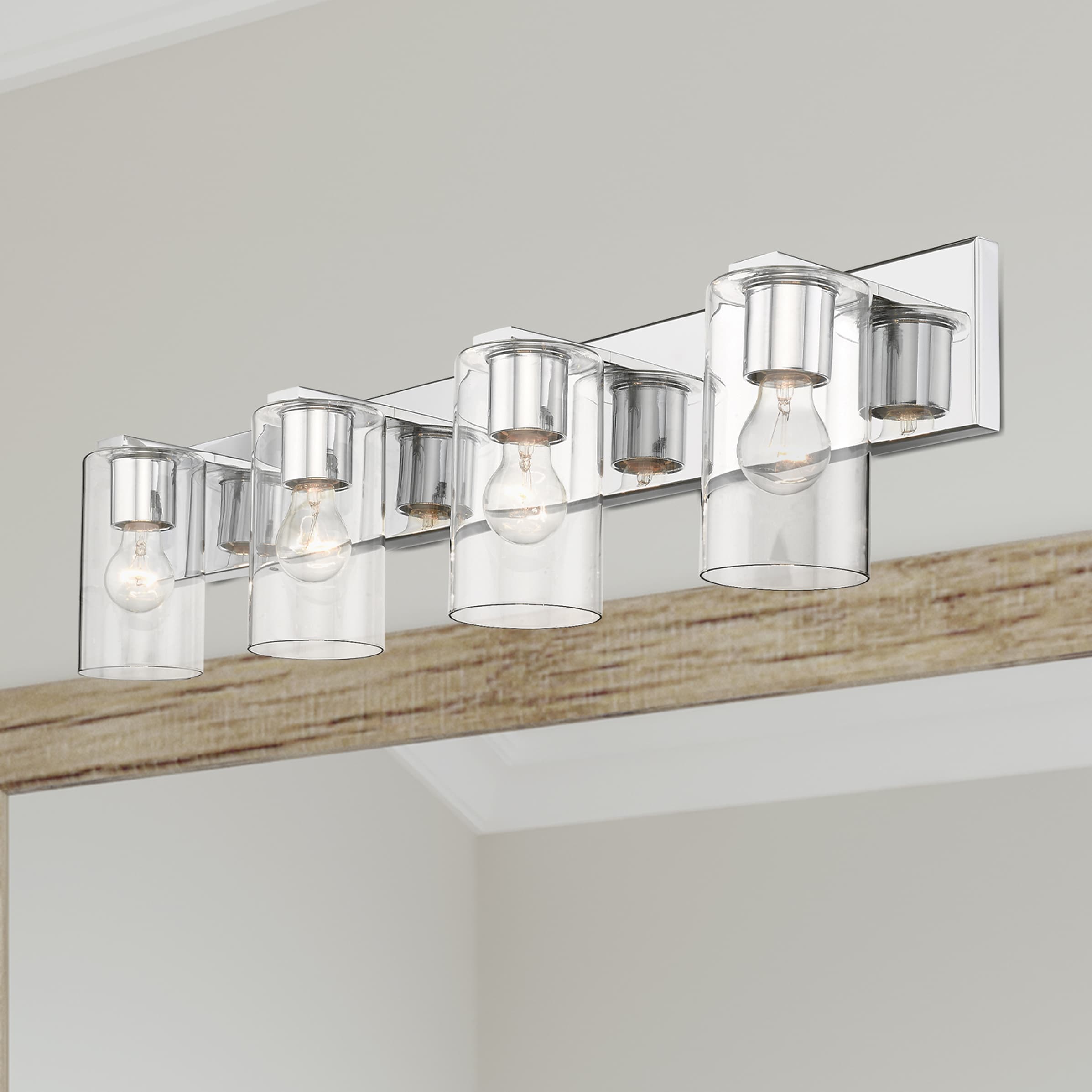 Zurich 4-Light Polished Chrome Vanity with Clear Glass