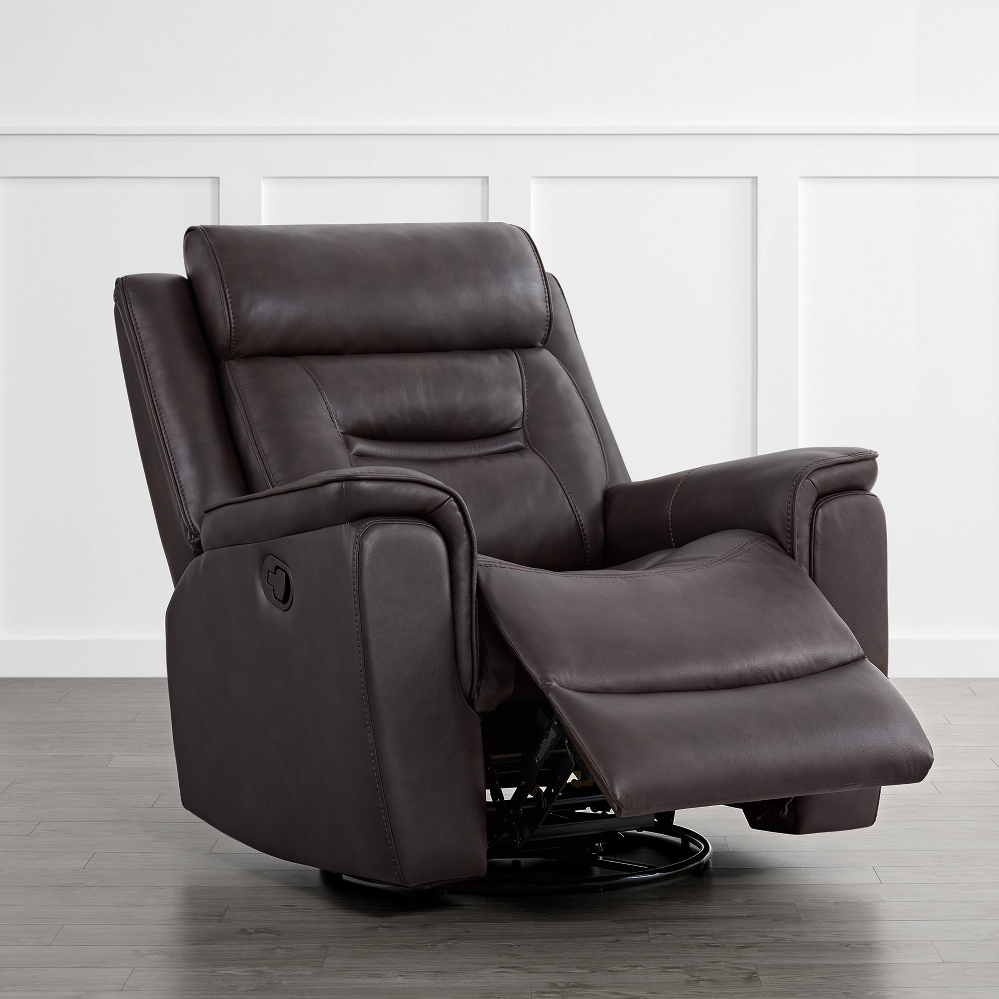 Circle 55 - Brown Faux leather Upholstered Glider 3-position