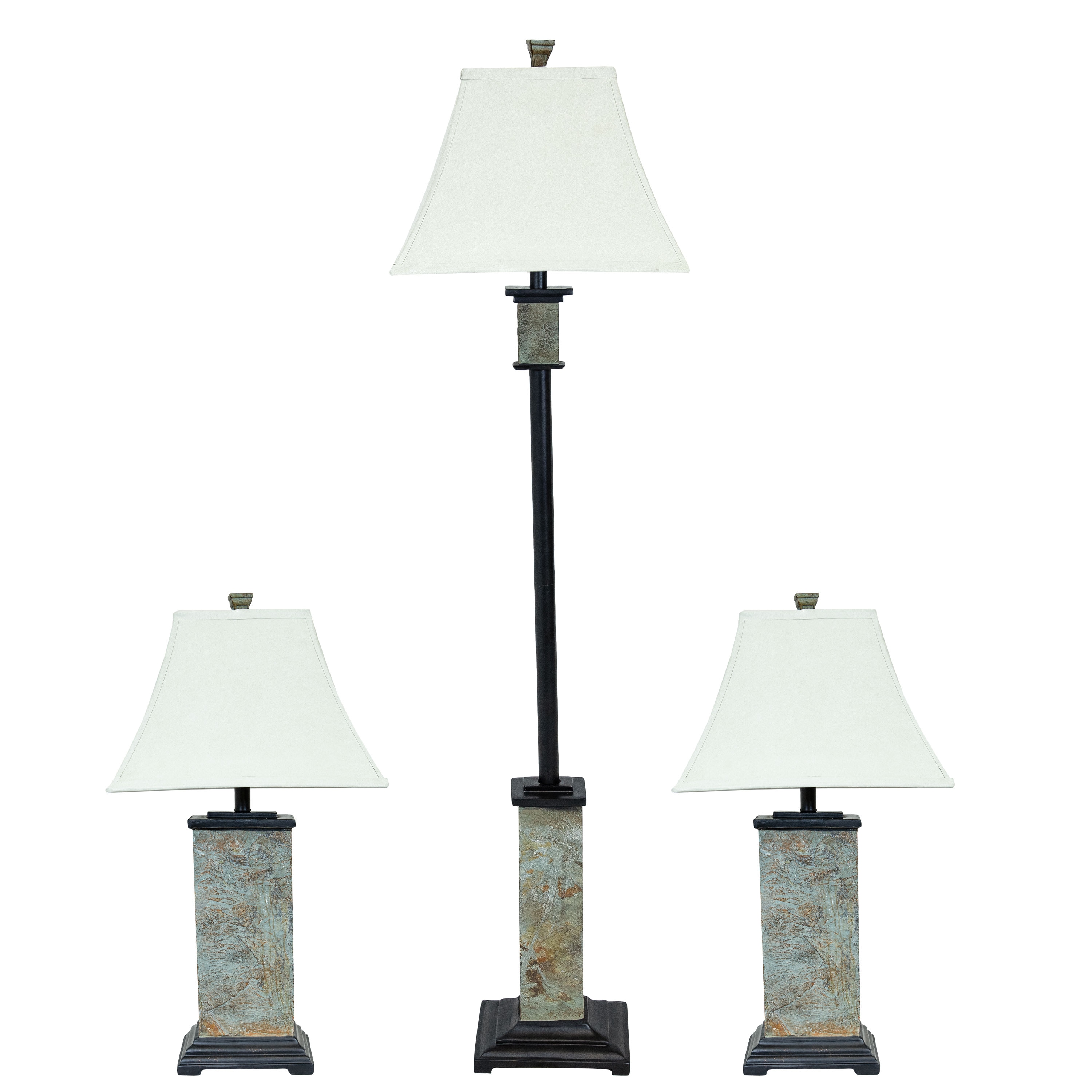 Sunnydaze Decor GSI-7971 Traditional Medium base (E-26) Lamp Set with Gray Shades