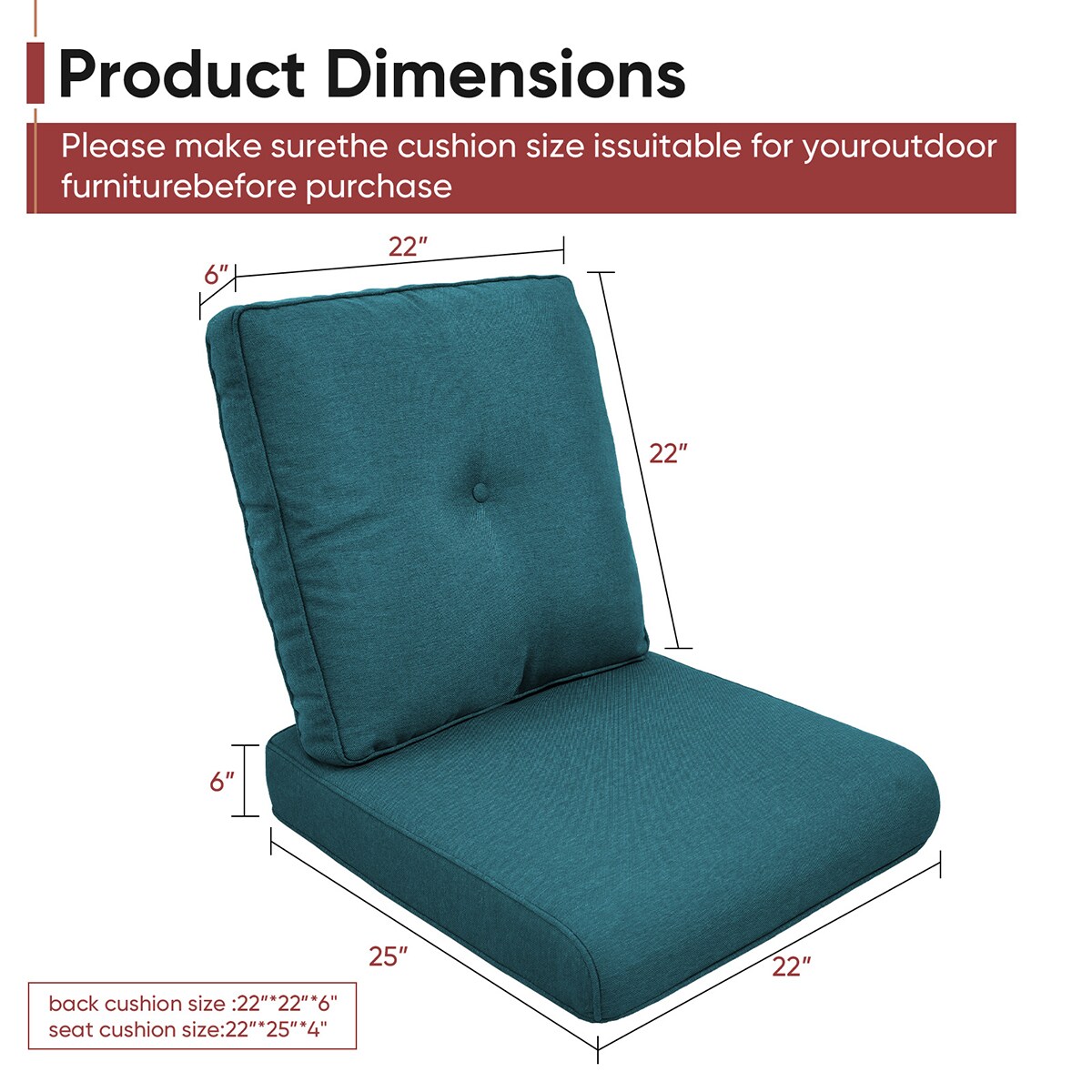 Rilyson FSZBD006-10 Patio-Furniture-Cushions - View #4