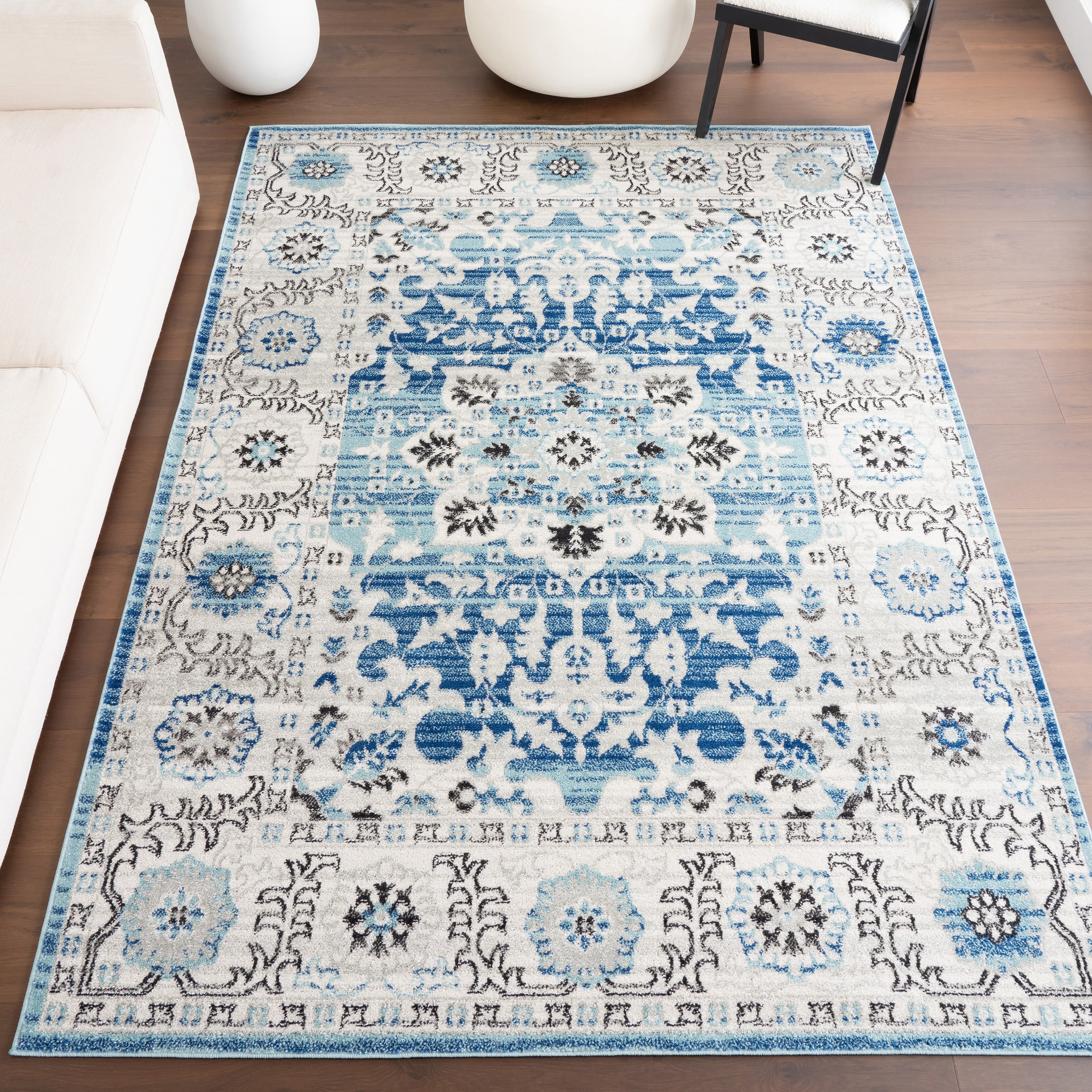nuLOOM RZBD12A-6709 7 x 9 (ft) Loomed Polypropylene Aqua Rectangular Indoor Floral/Botanical Area rug