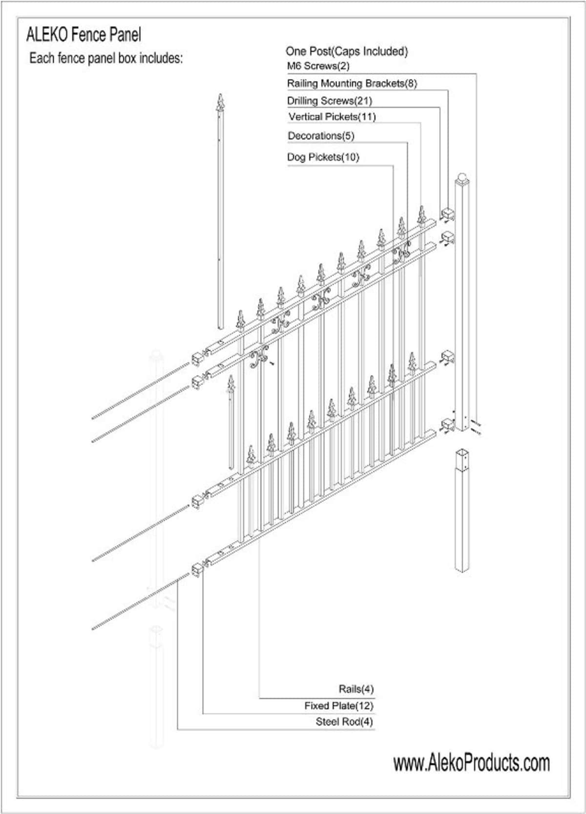 ALEKO FENCESTPDIY5X5.5-LO Fence-Gates - View #2