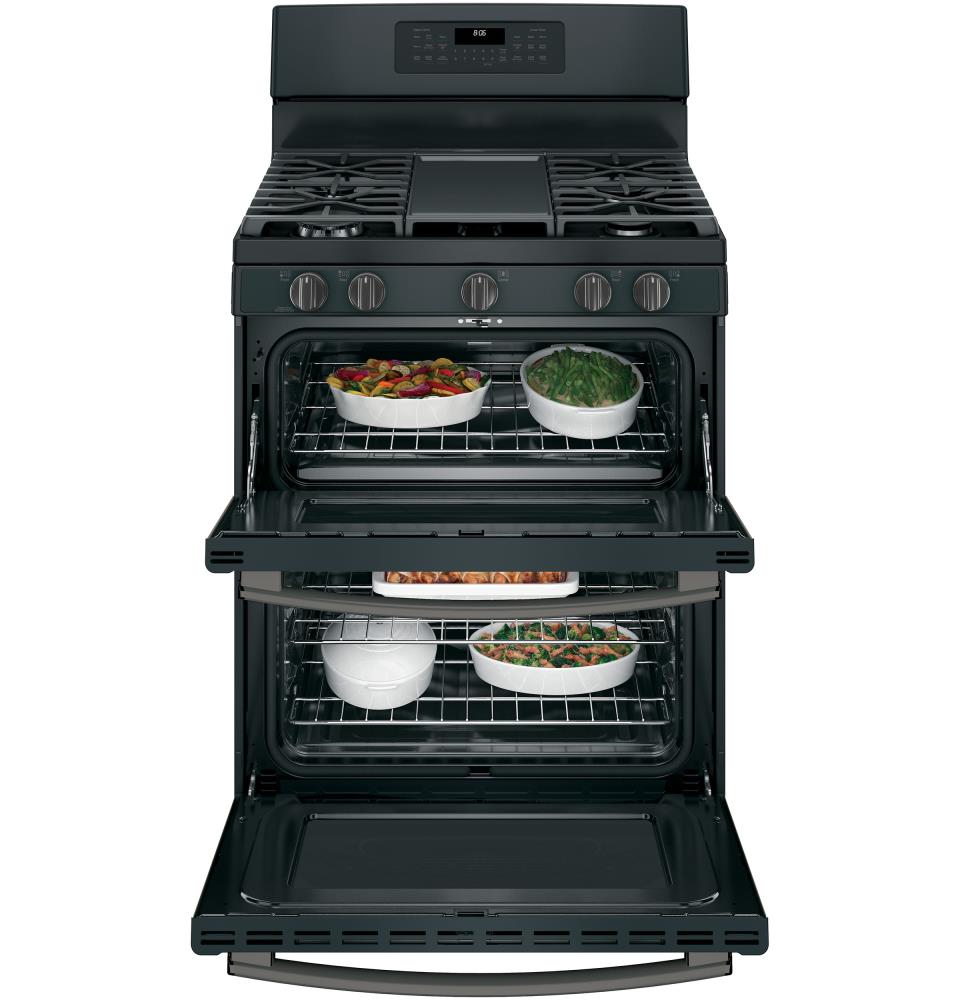 GE 30-in 5 Burners 4.3-cu ft / 2.5-cu ft Self-cleaning Convection Oven ...