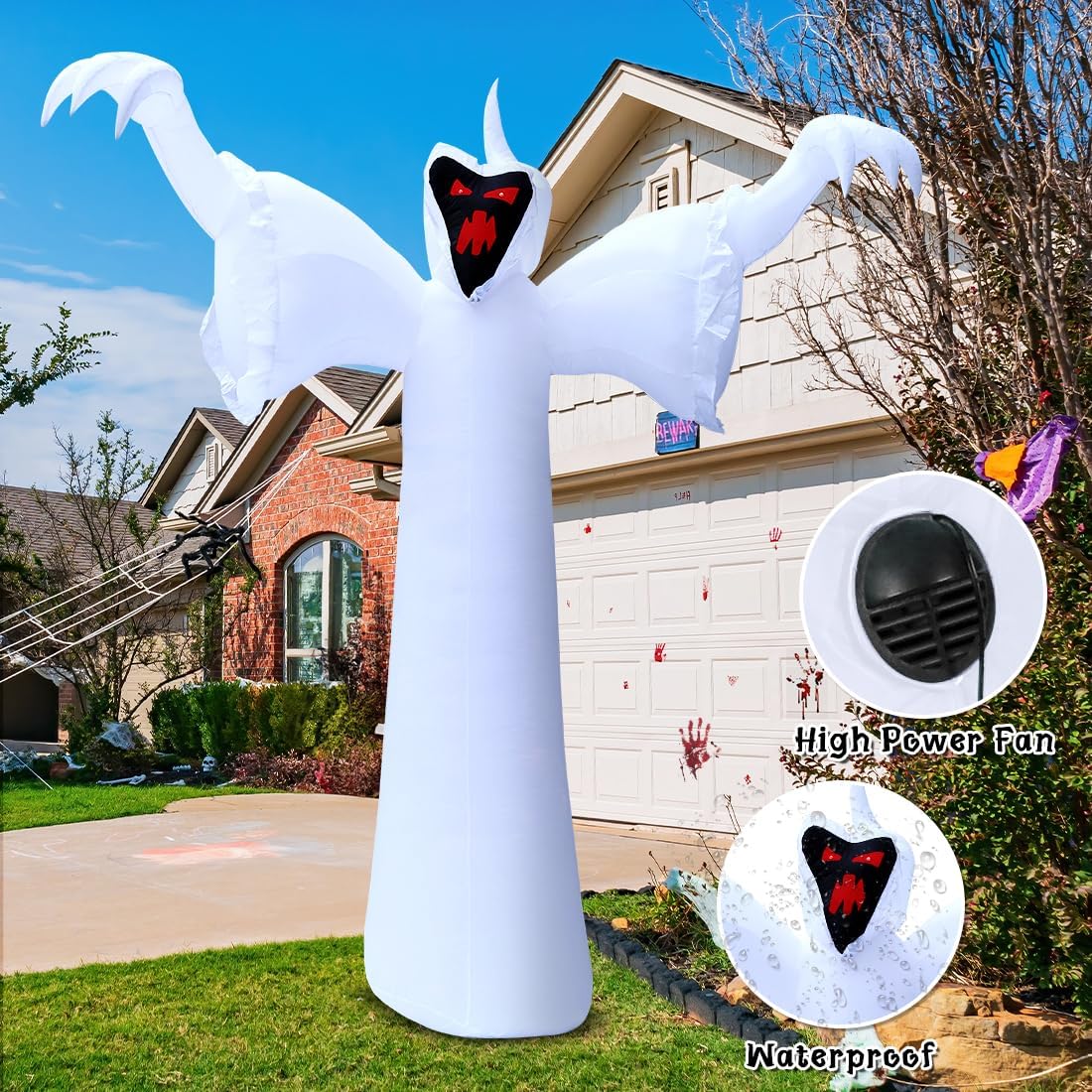 12 FT Halloween Inflatable Ghost deals with Red Eyes Blow Up White Ghost Garden Decor