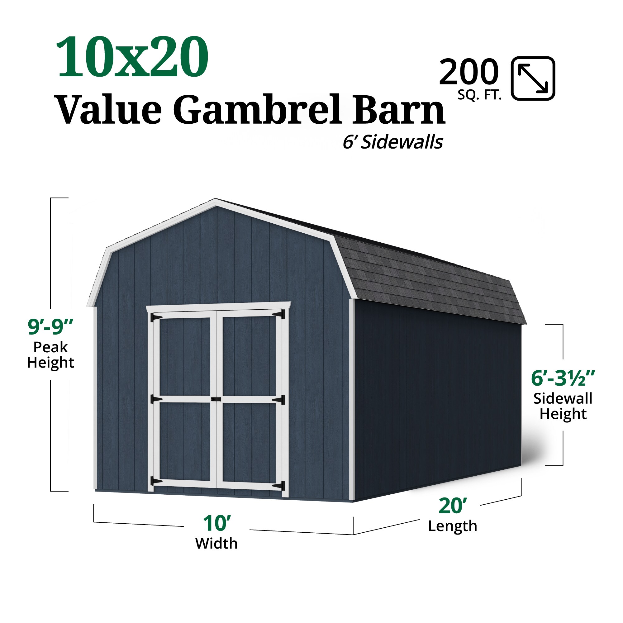 Little Cottage Co 10X20 VGB-6-PC Wood-Storage-Buildings - View #3