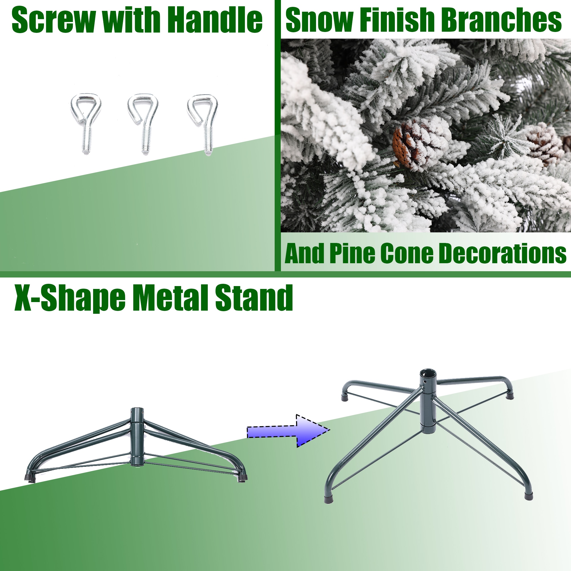 Snow-Flocked 6ft Pine Christmas Tree with Pine Cones and Clear Lights