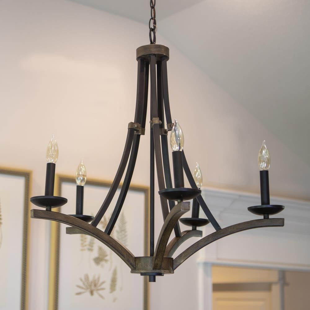 Decor Therapy Drake 5-Light Orb and Wood Modern/Contemporary Chandelier ...