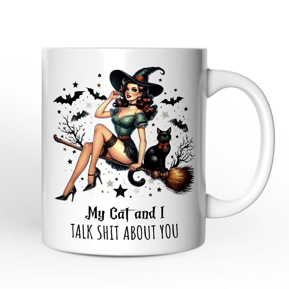 OrnamentallyYou My Cat and I Talk About You Halloween Mug Retro Gift #NPCM124