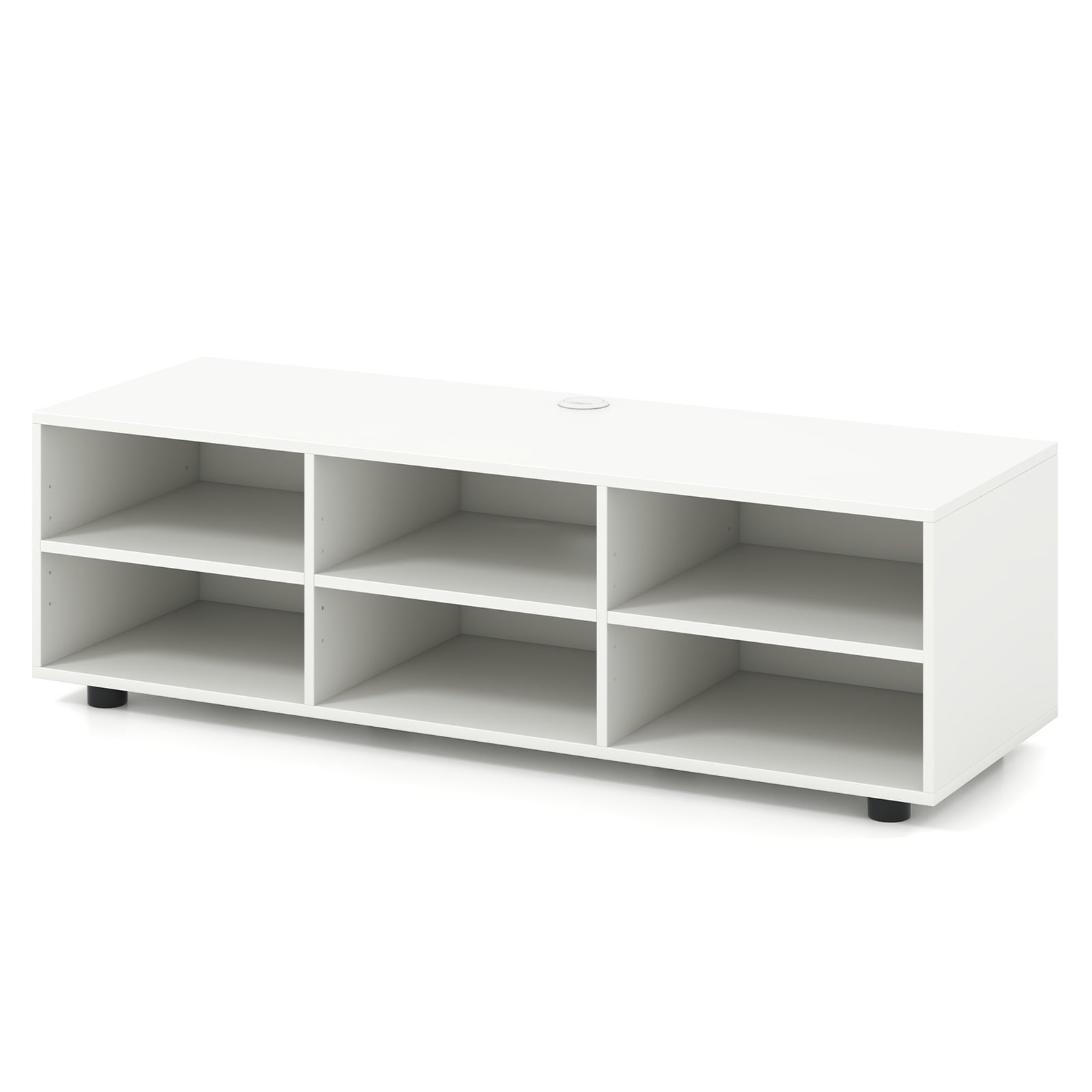 Slickblue White 42-in Media Console with Three Adjustable Shelves and Cube Storage