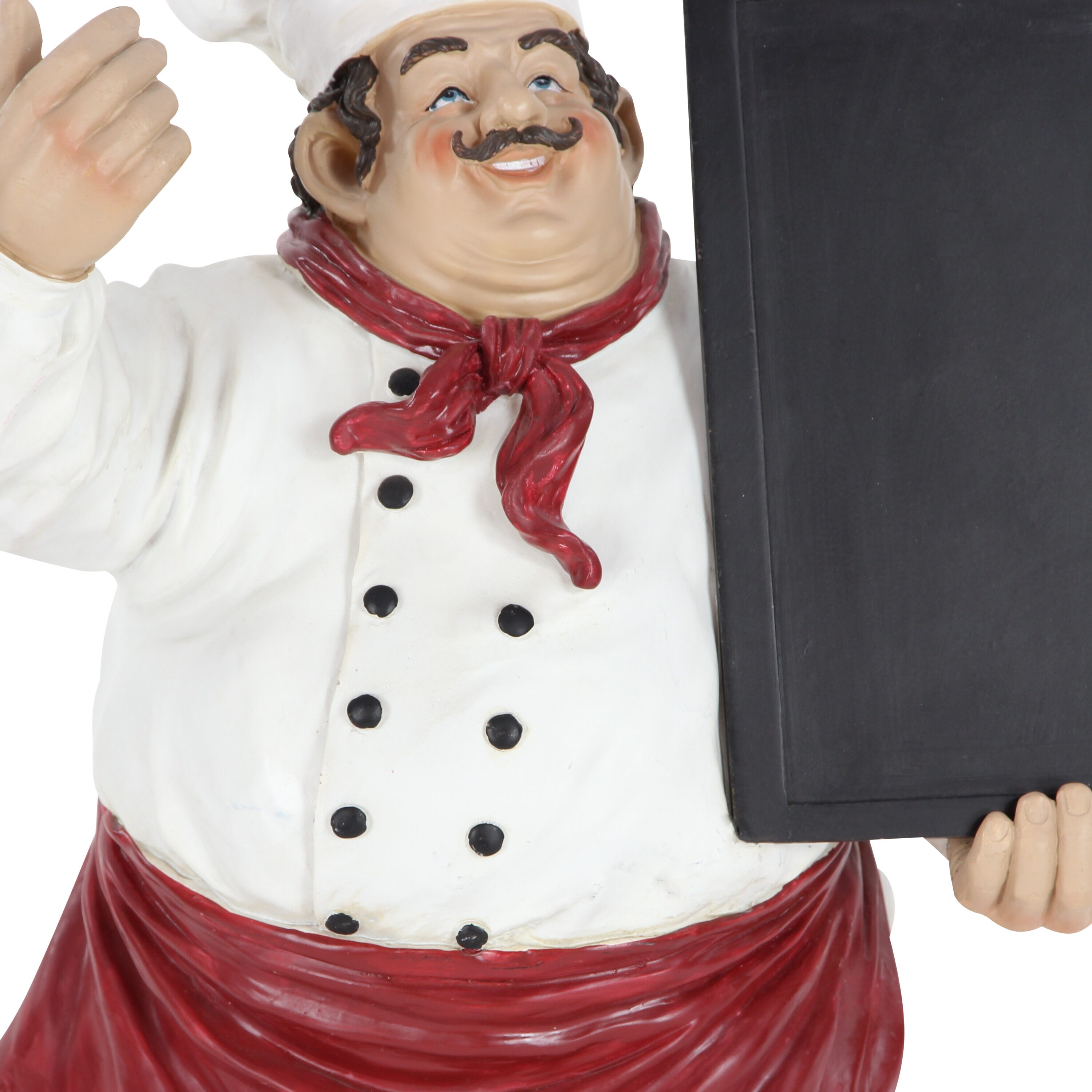 19" Multi Colored Polystone Chef Sculpture with Chalkboard