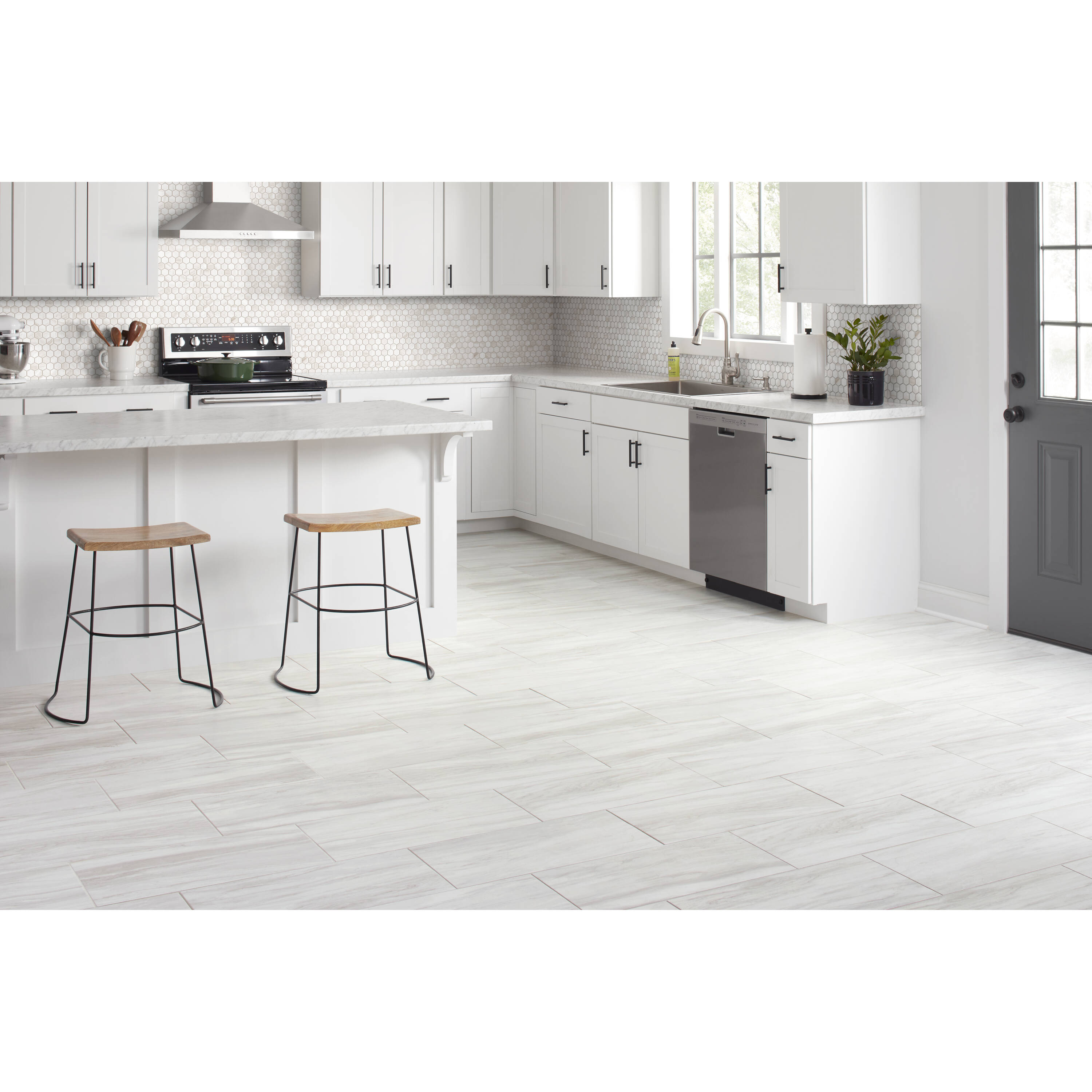 American Olean Carbon Mist Slate 12-in x 24-in Glazed Porcelain