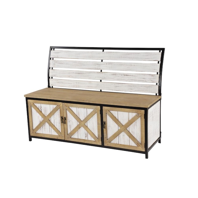 Grayson Lane Rustic Brown Storage Bench, Rustic Wooden Benches With Storage