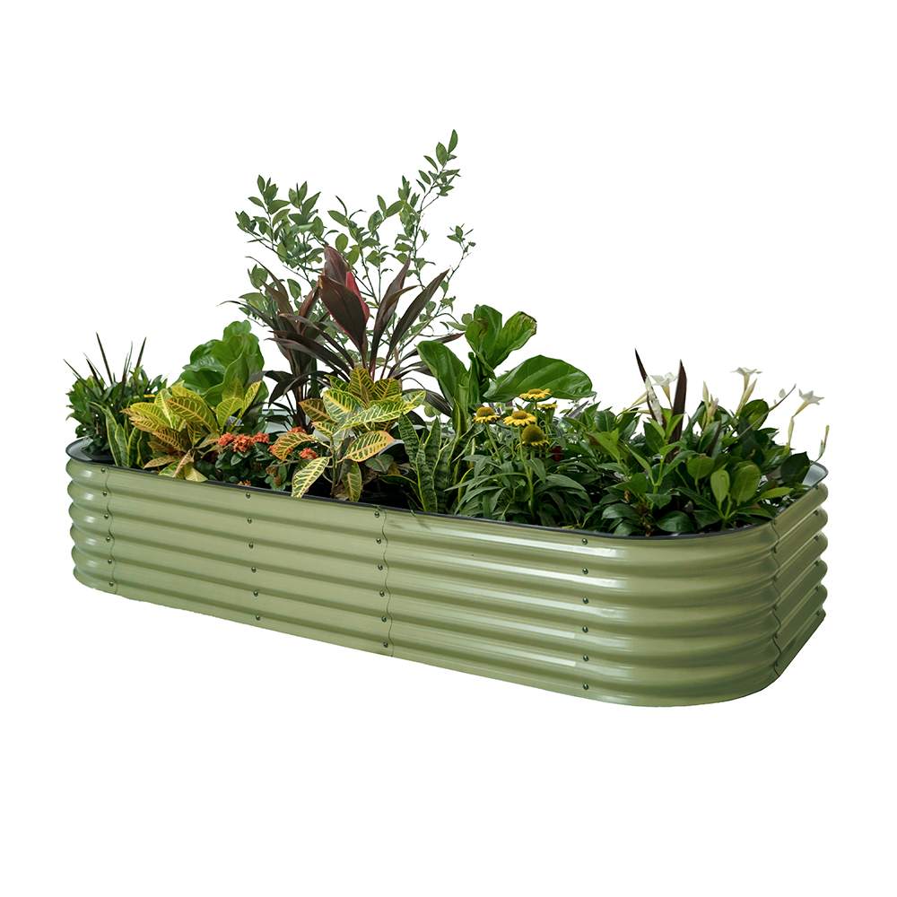Vego Garden VB10N117G 48-in W x 96-in L x 17-in H Olive Green Metal Raised Garden Bed