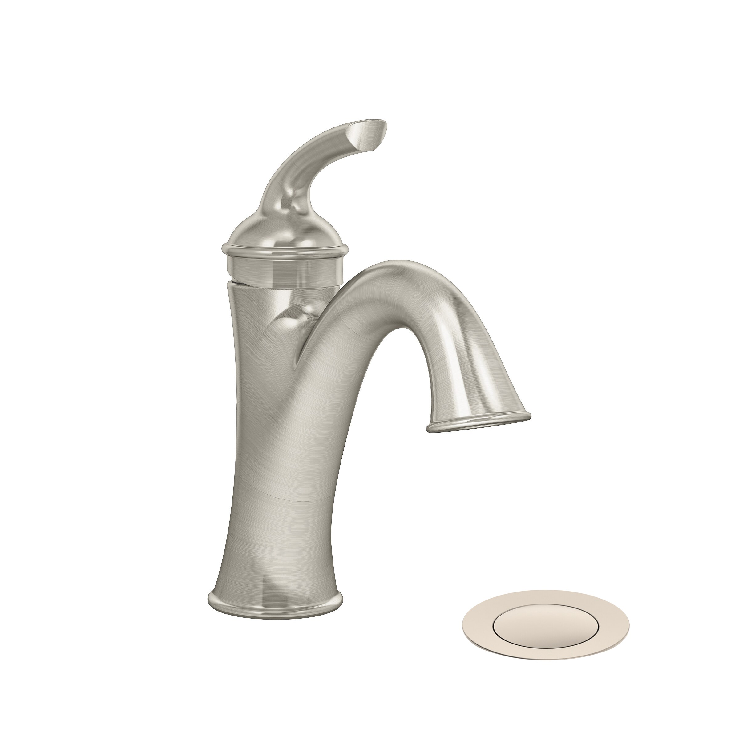Symmons SLS5512STNPP Elm Satin Nickel Single hole 1-handle WaterSense High-arc Commercial/Residential Handle Bathroom Sink Faucet with Drain