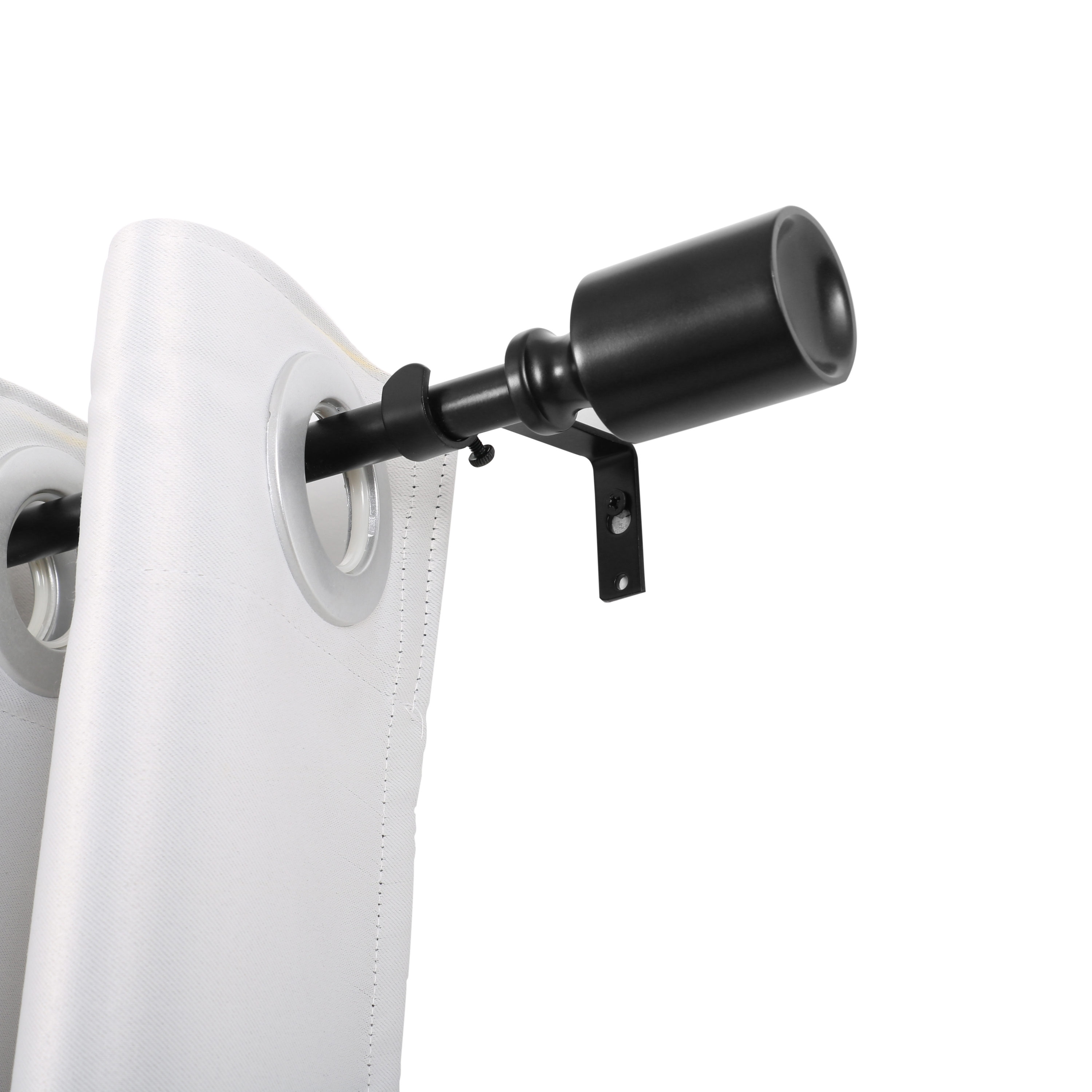 Adjustable Black Metal Curtain Rod with Decorative Finials, 86-120 Inch