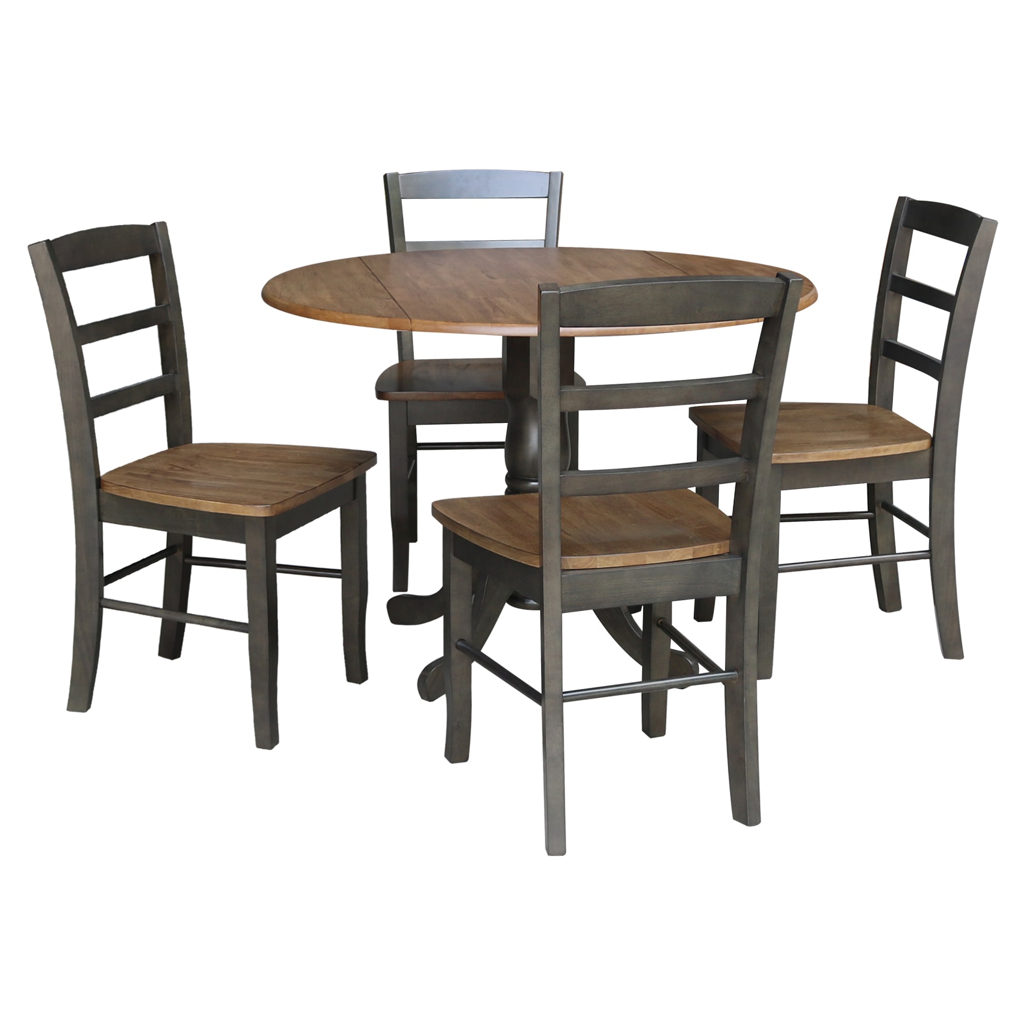 International Concepts K45-42DP-C2-4 Hickory/washed coal Traditional Dining Room Set with Round Table ( Seats 4 )