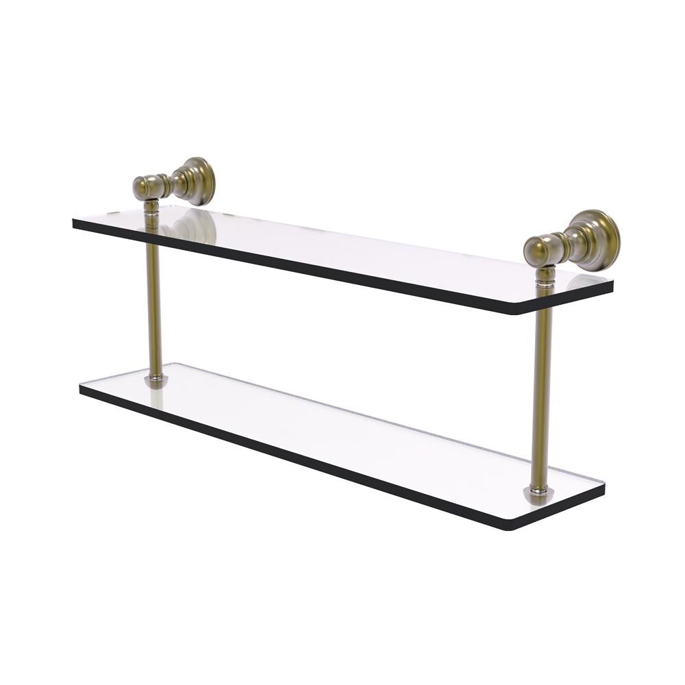 Kingston Living 24 White and Gold Single Tier Wall Shelf with Hooks