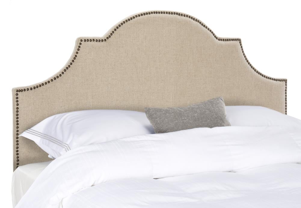 Safavieh Hallmar Beige/Brass Queen Linen Upholstered Headboard at Lowes.com