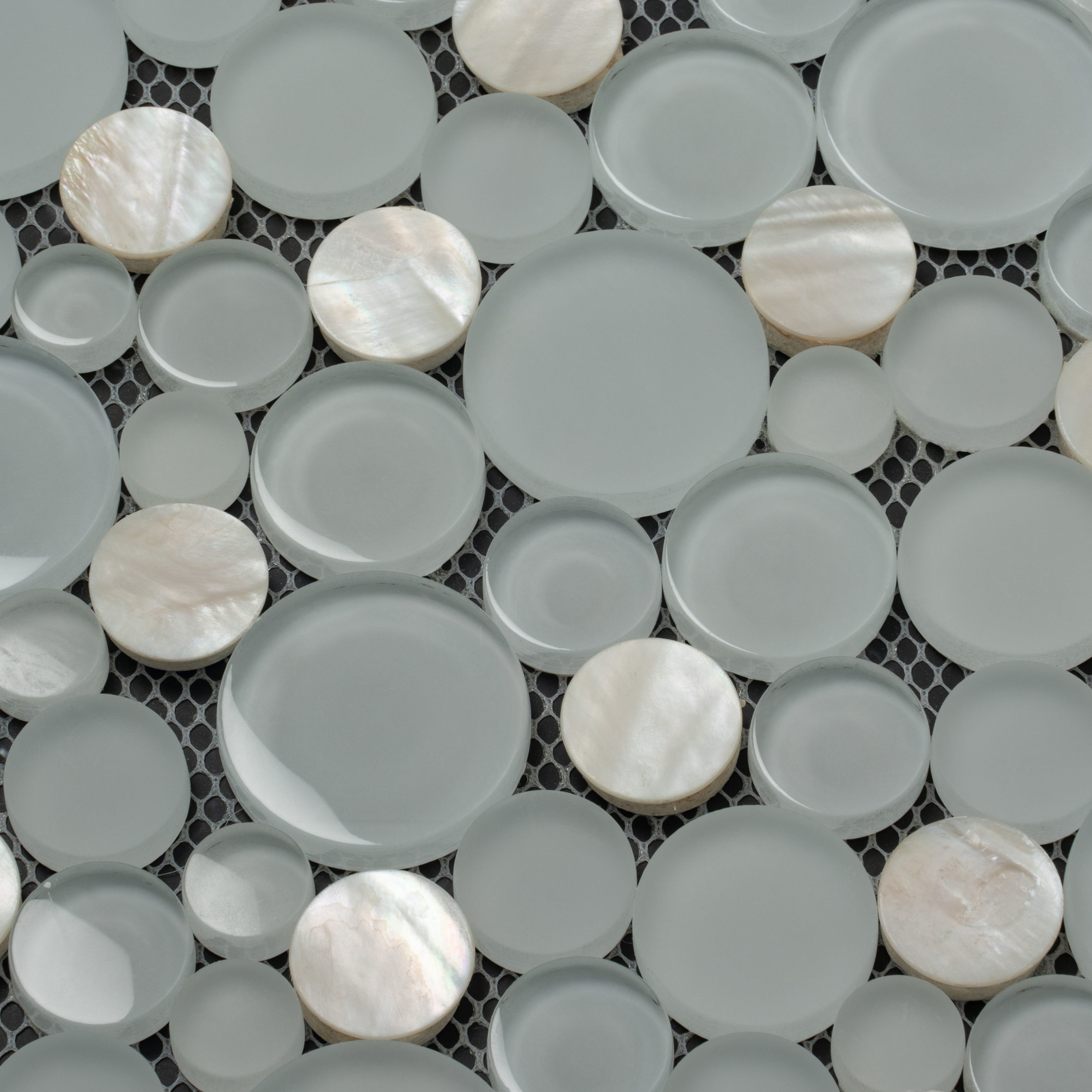 12" x 12" White Glass and Shell Mosaic Tile Sheet