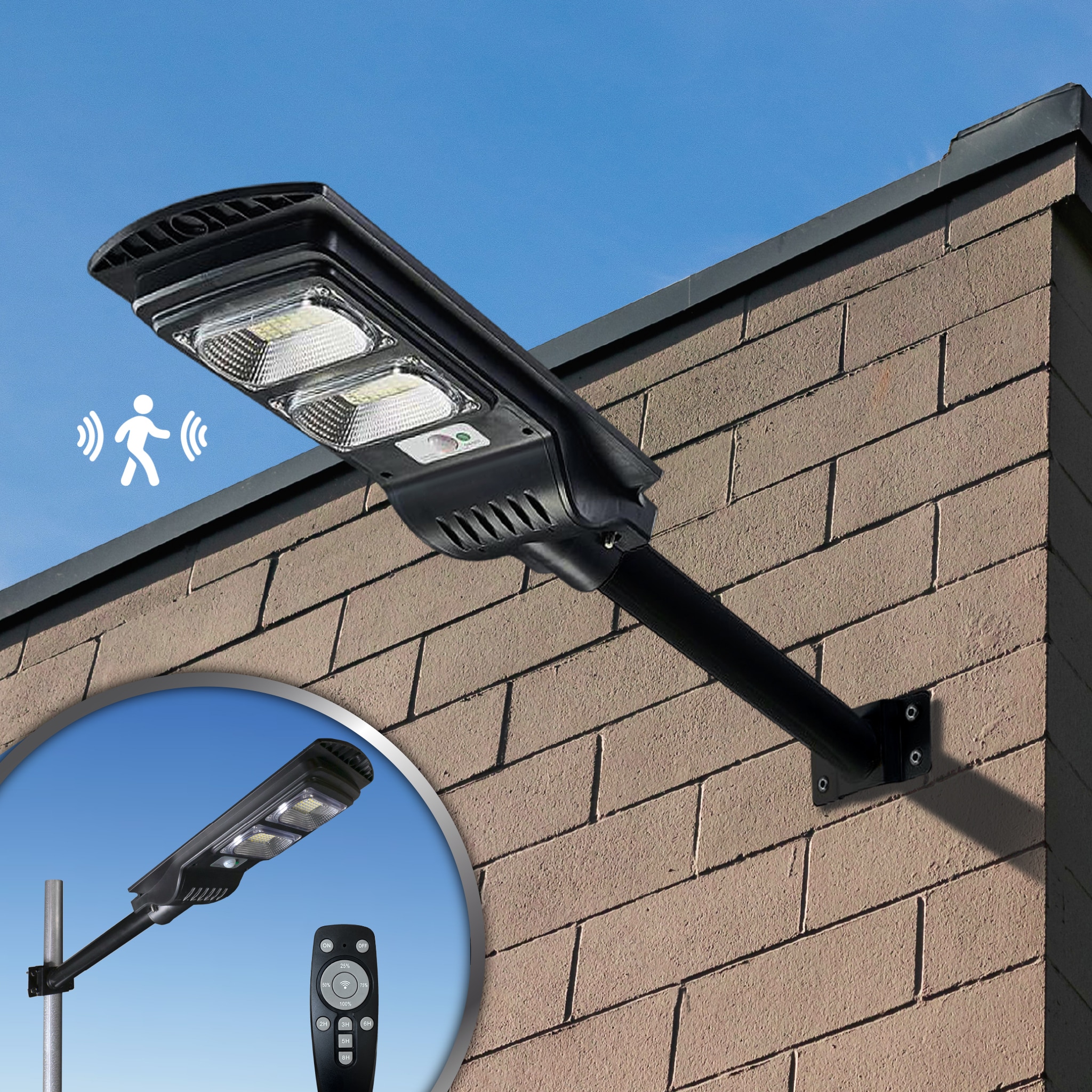 500 Lumen LED Solar Security Light - Black