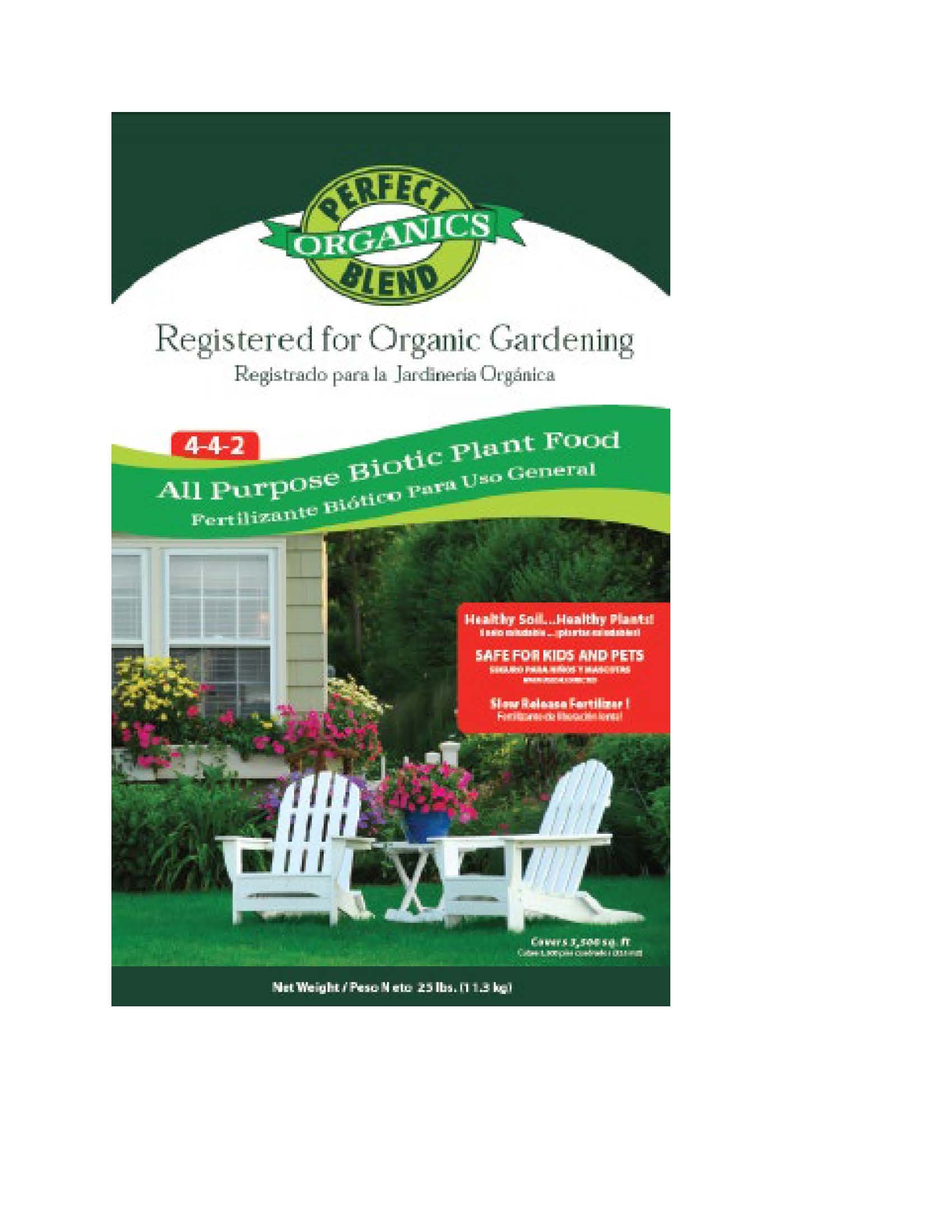 Perfect Blend 4-4-2 All Purpose Plant Food 25-lb 2000-sq ft 4-4-2 Organic Natural Lawn Starter Fertilizer