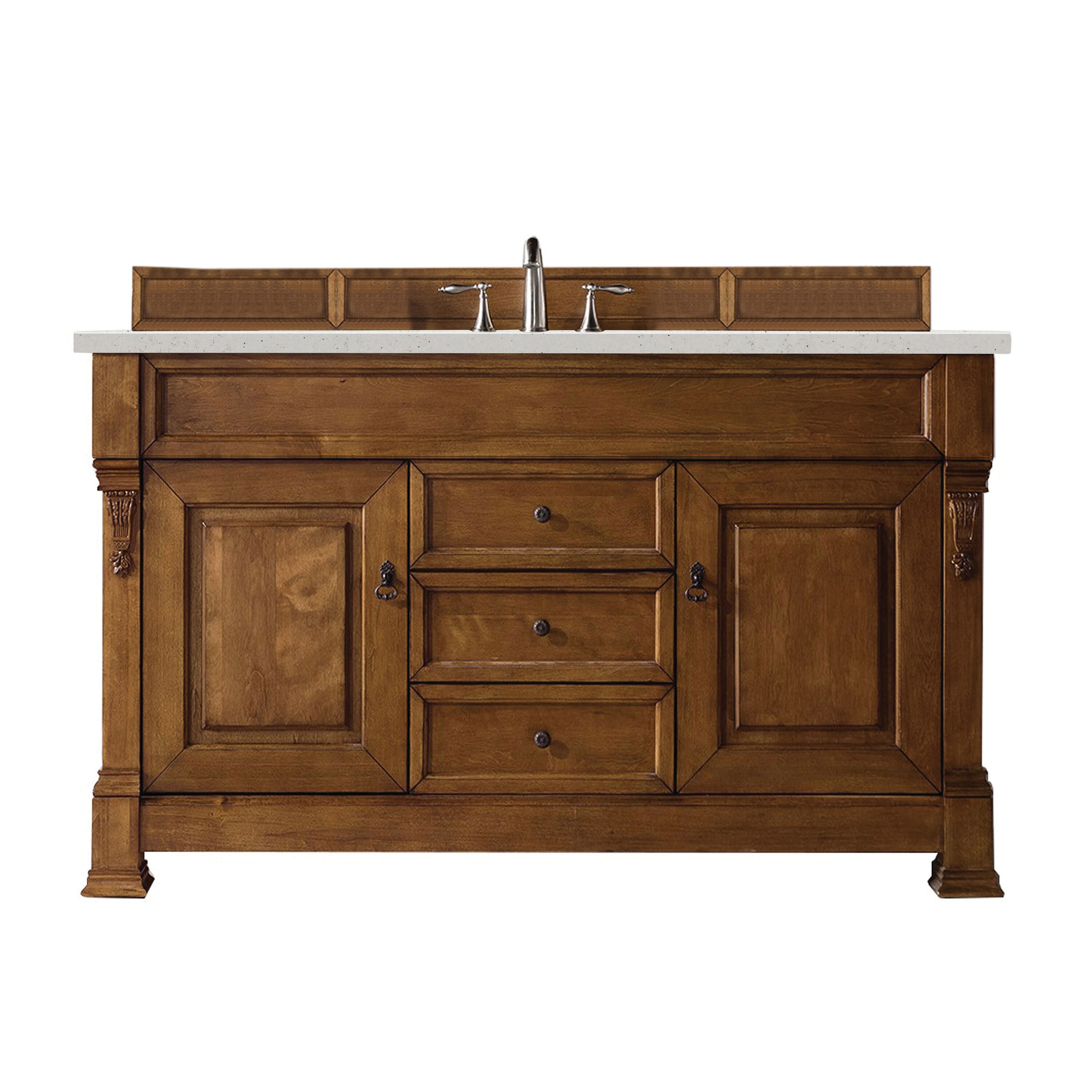 James Martin Vanities 147-114-5371-3LDL Brookfield 60-in Country Oak Undermount Single sink Bathroom Vanity with Lime Delight Quartz Top