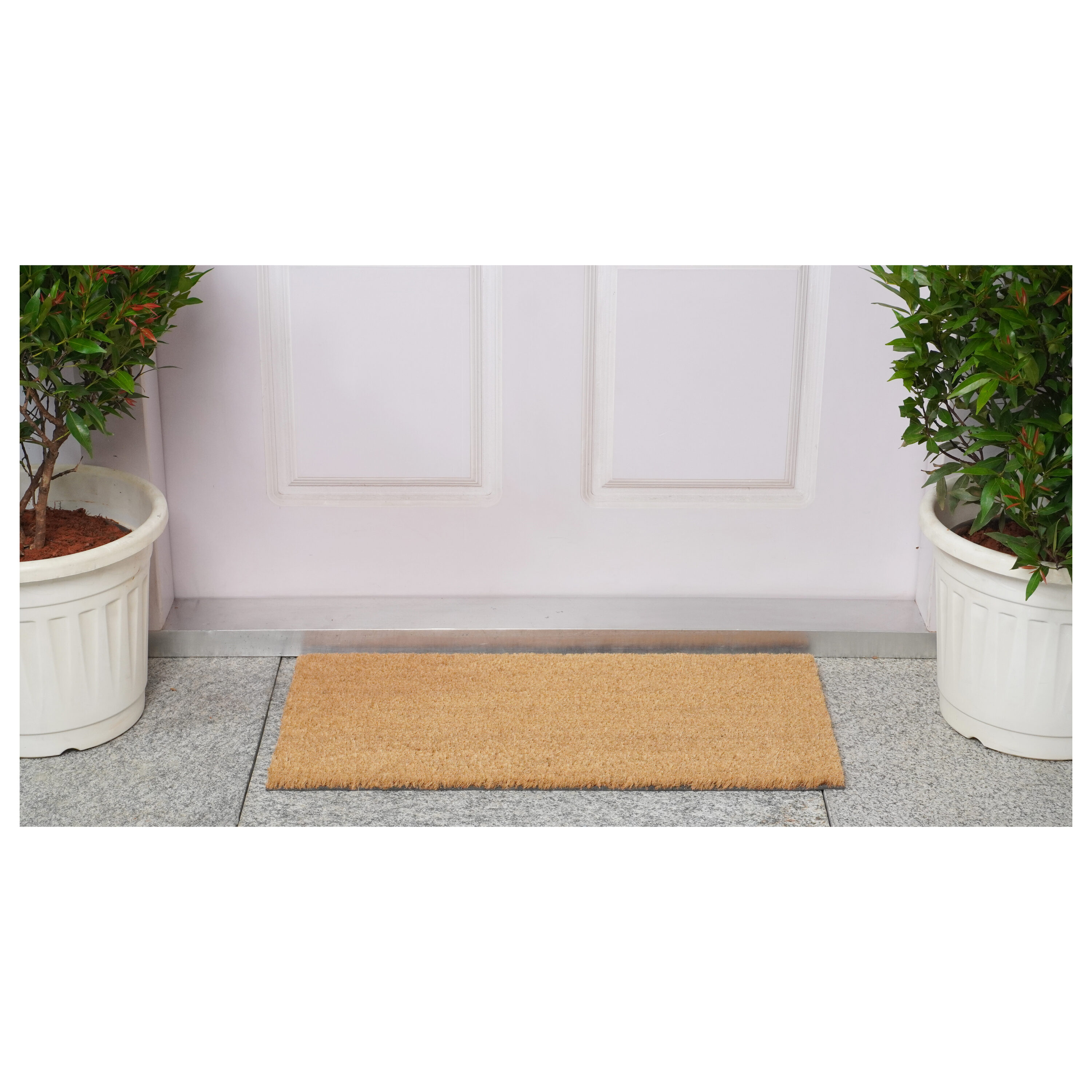 Natural Coir and Vinyl Rectangular Outdoor Doormat 2' x 4'