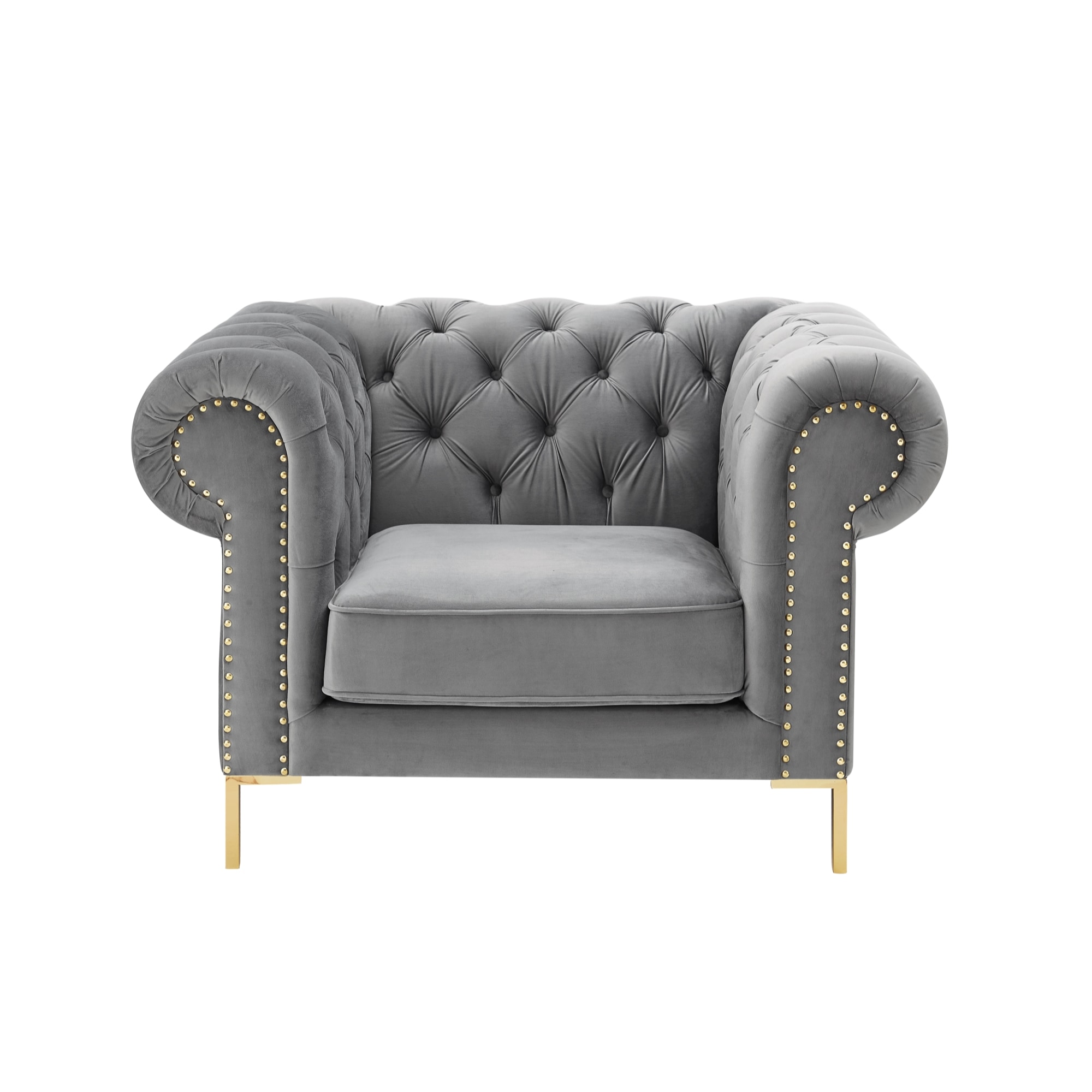 Inspired Home CC310-02GR-LS Modern Grey Velvet Club Chair