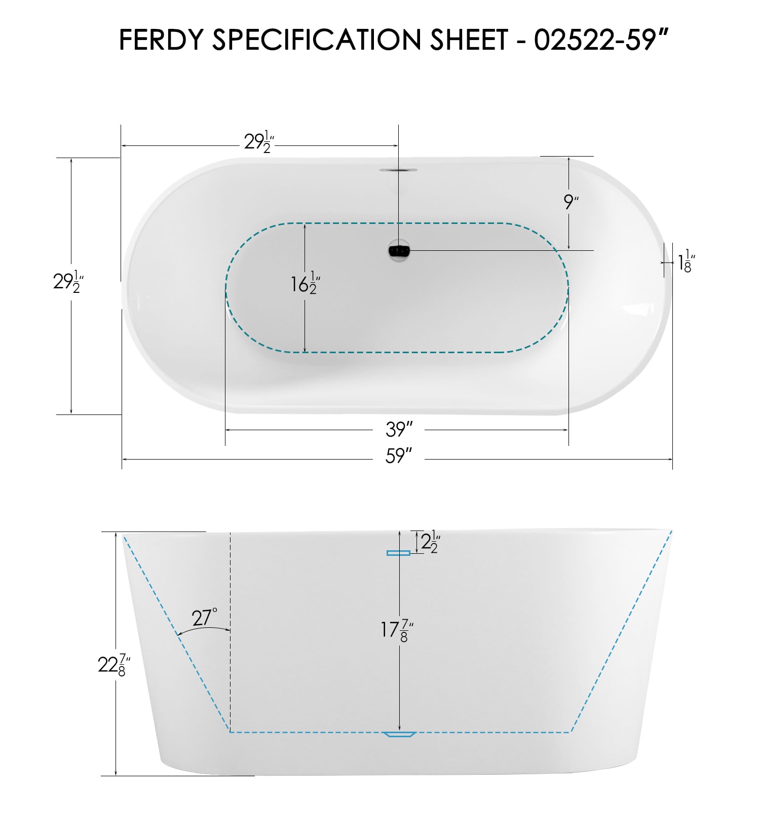 FerdY Shangri-La 29.5-in x 59.1-in White Acrylic Oval Freestanding ...