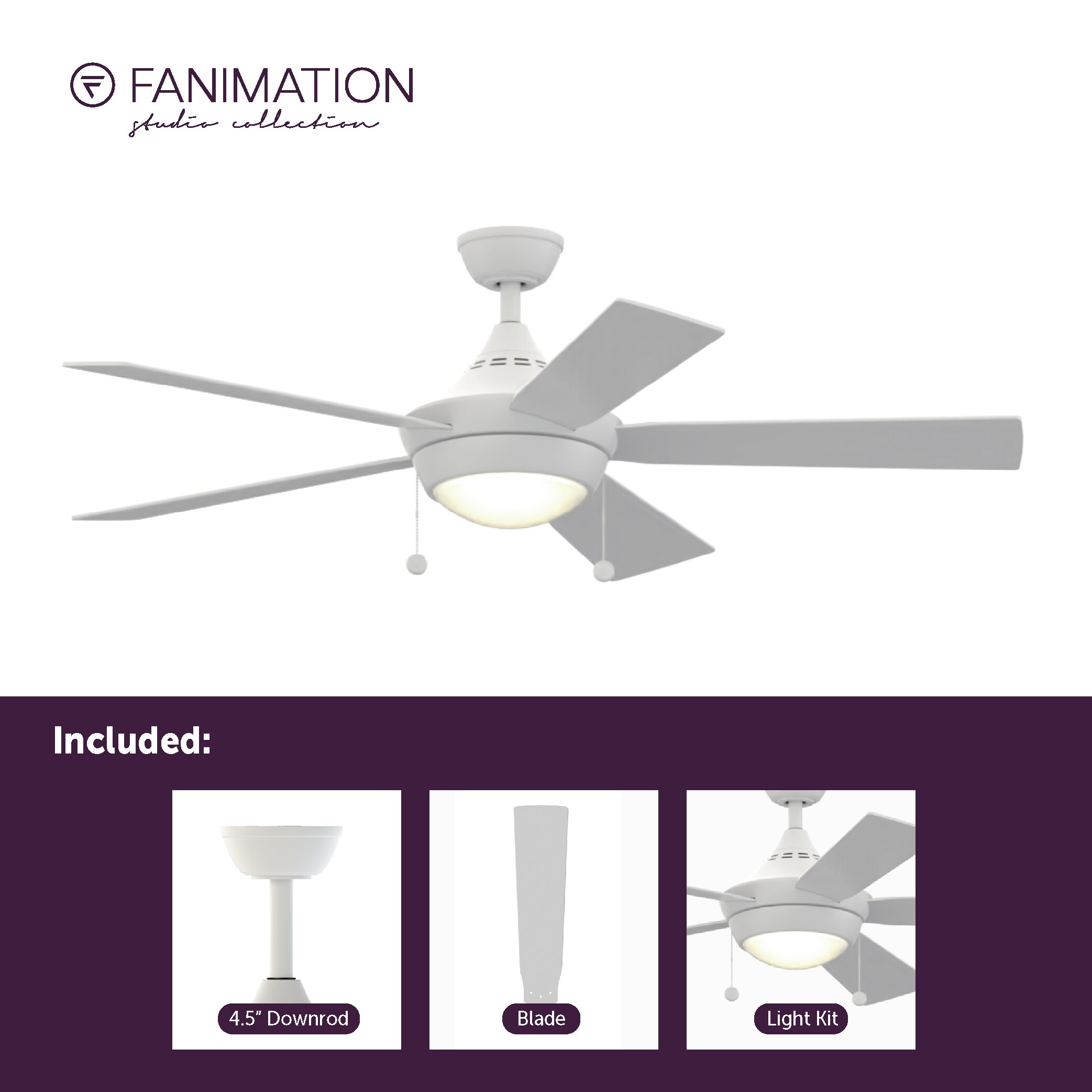 Fanimation Studio Collection LP7654LMW Ceiling-Fans - View #6